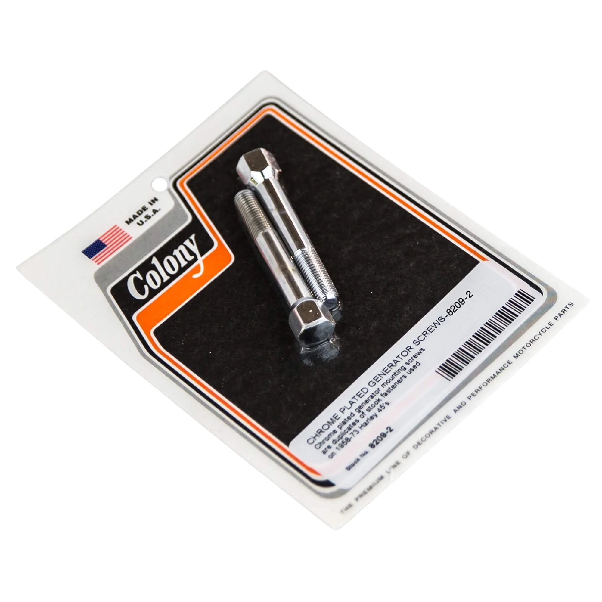 #8209-2 Generator Mounting Screws 1958-1973 Harley-Davidson 45's - Chrome Plated