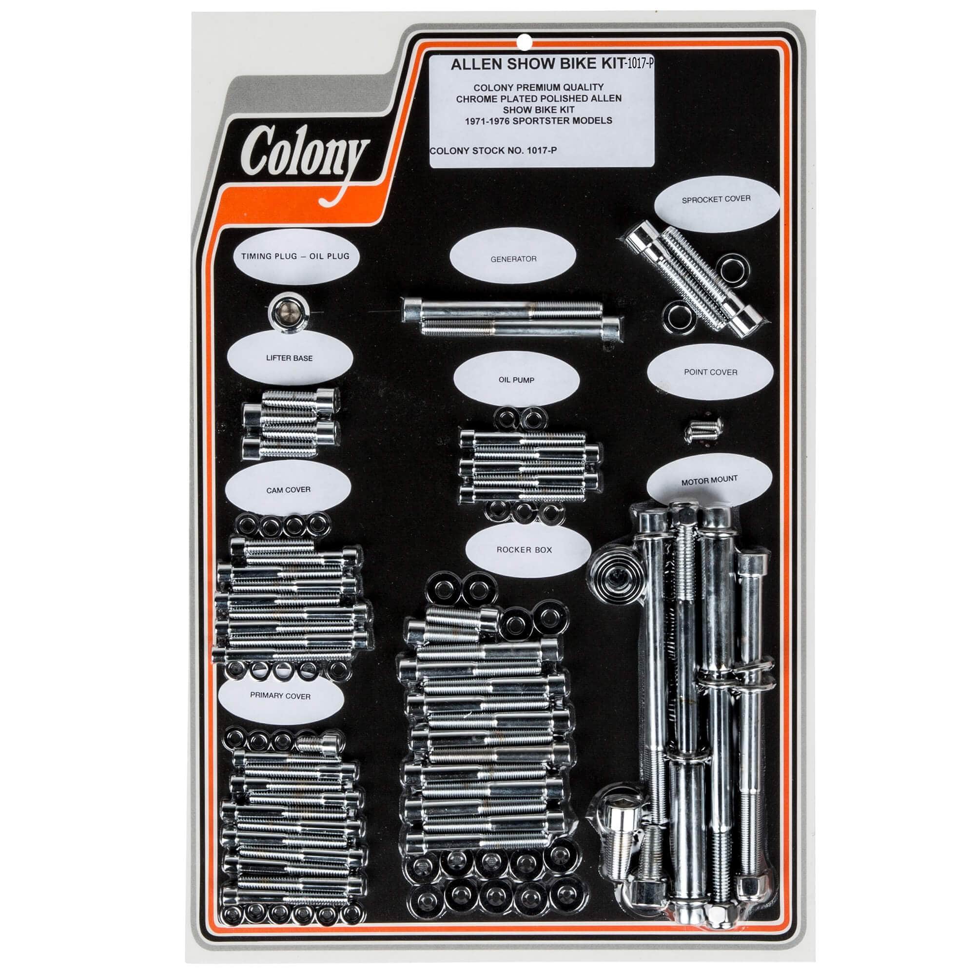 #1017-P Complete Show Bike Kit Smooth Allen Hardware 1971-1976 Harley-Davidson Sportster - Chrome Plated