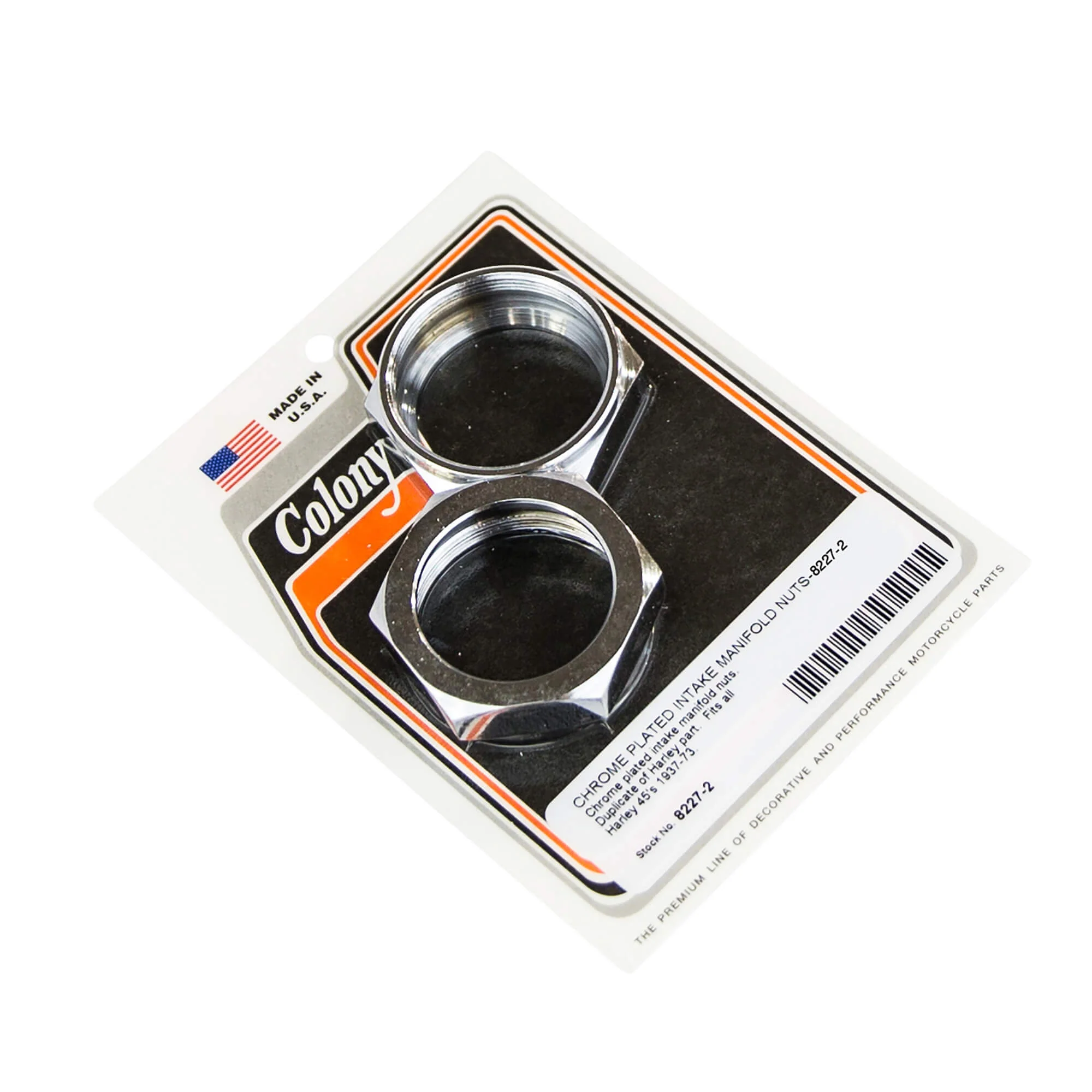 #8227-2 Intake Manifold Nuts 1937-1973 Harley-Davidson 45's - Chrome Plated