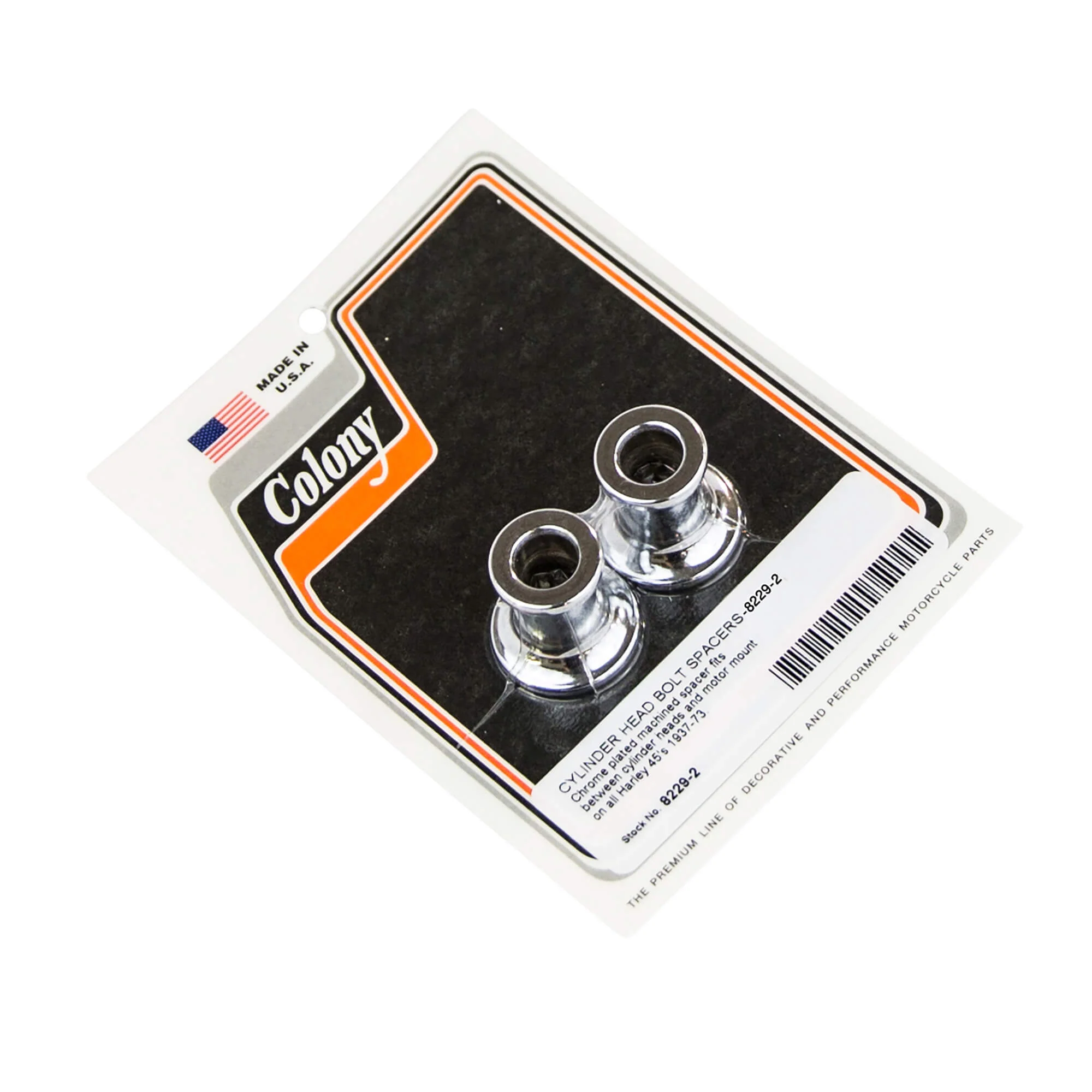 #8229-2 Cylinder Head Bolt Spacers 1937-1973 Harley-Davidson 45's - Chrome Plated