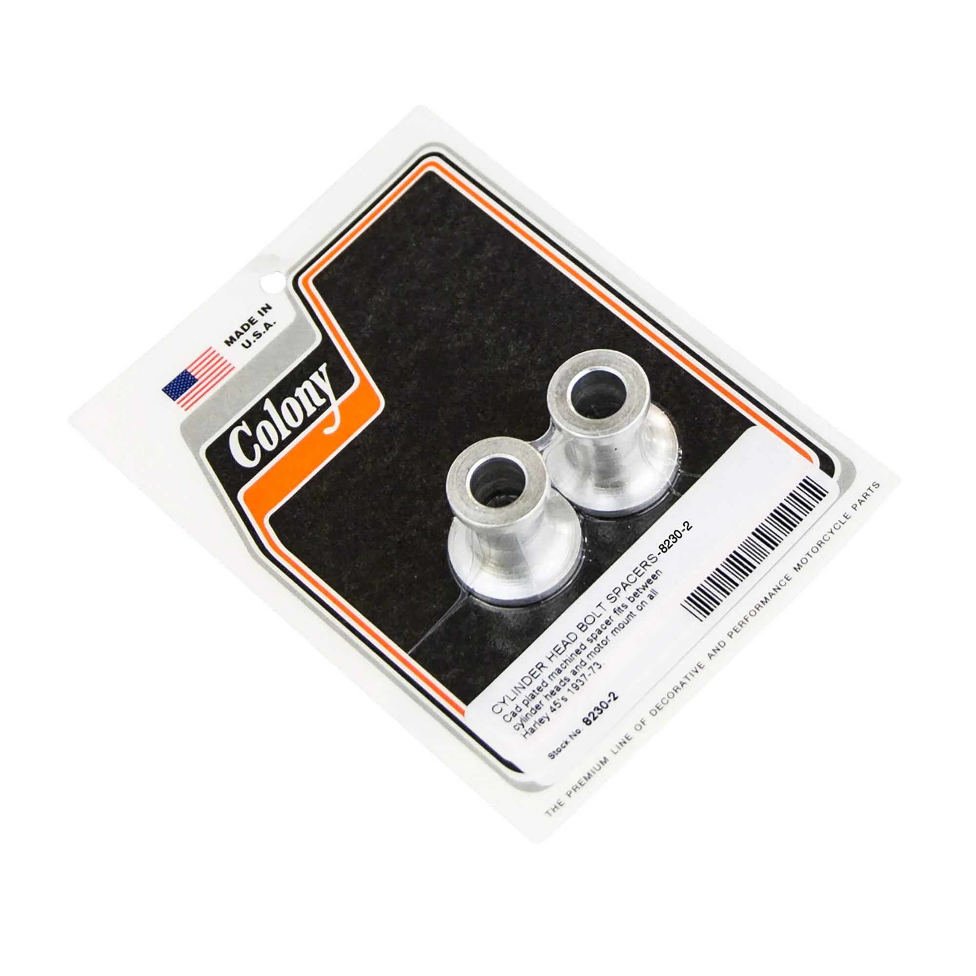 #8230-2 Cylinder Head Bolt Spacers 1937-1973 Harley-Davidson 45's - CAD Plated