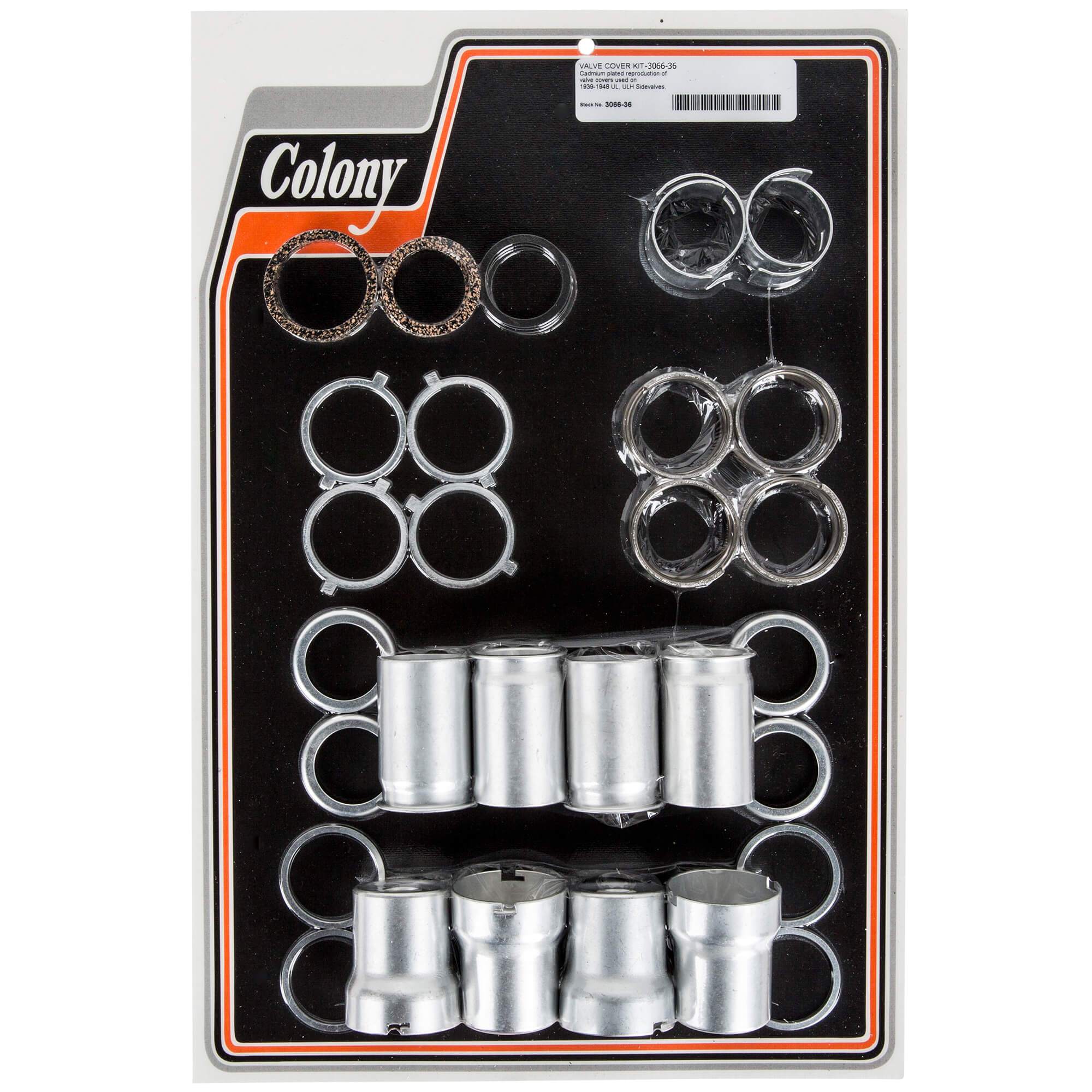 #3066-36 Valve Cover Kit 1939-1948 Harley-Davidson UL/ULH - CAD Plated