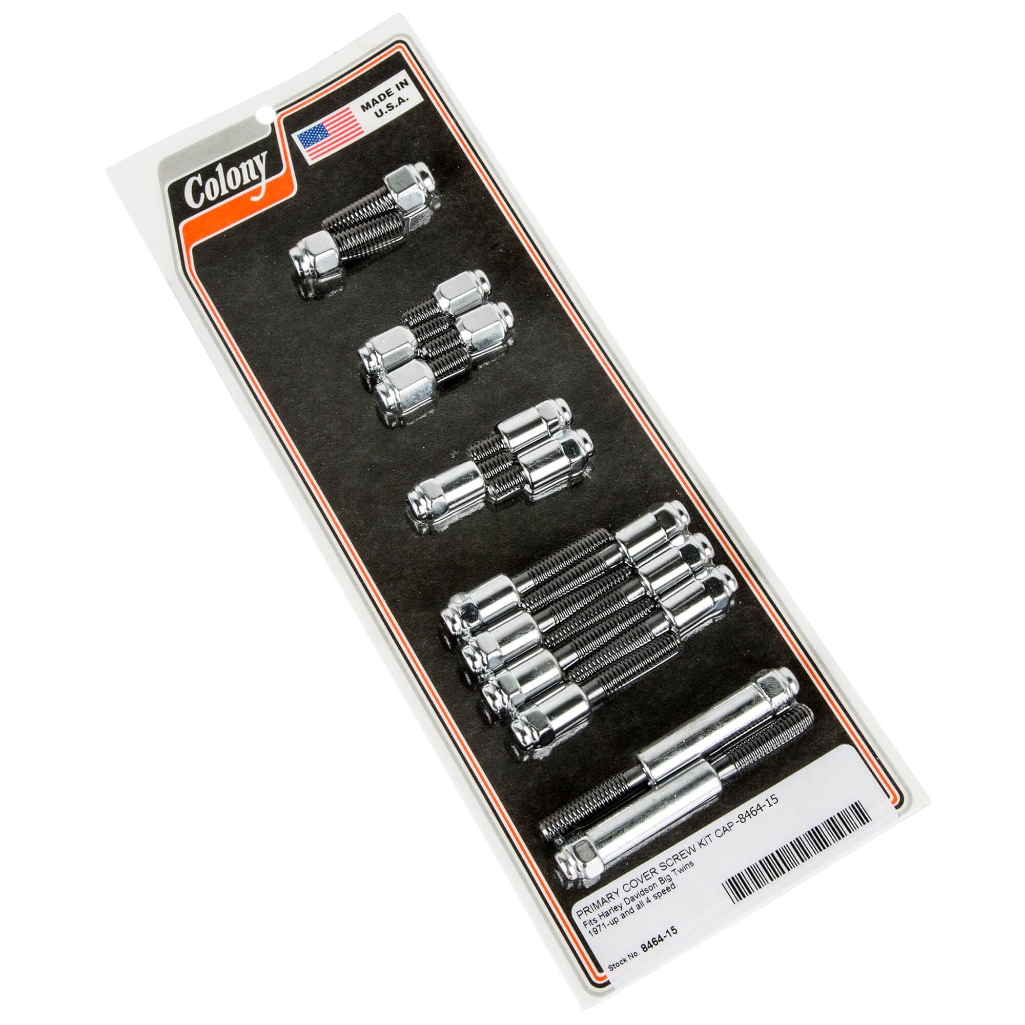 #8464-15 Primary Cover Cap Screw Kit 1971-Up Harley-Davidson 4 Speed Big Twins - Chrome Plated
