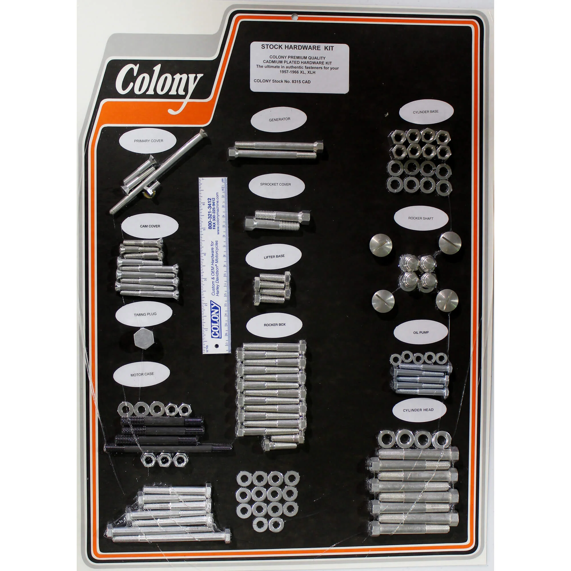 #8315 CAD Complete Stock Hardware Kit - 1957-1966 Harley-Davidson Sportster XL/XLH - CAD Plated