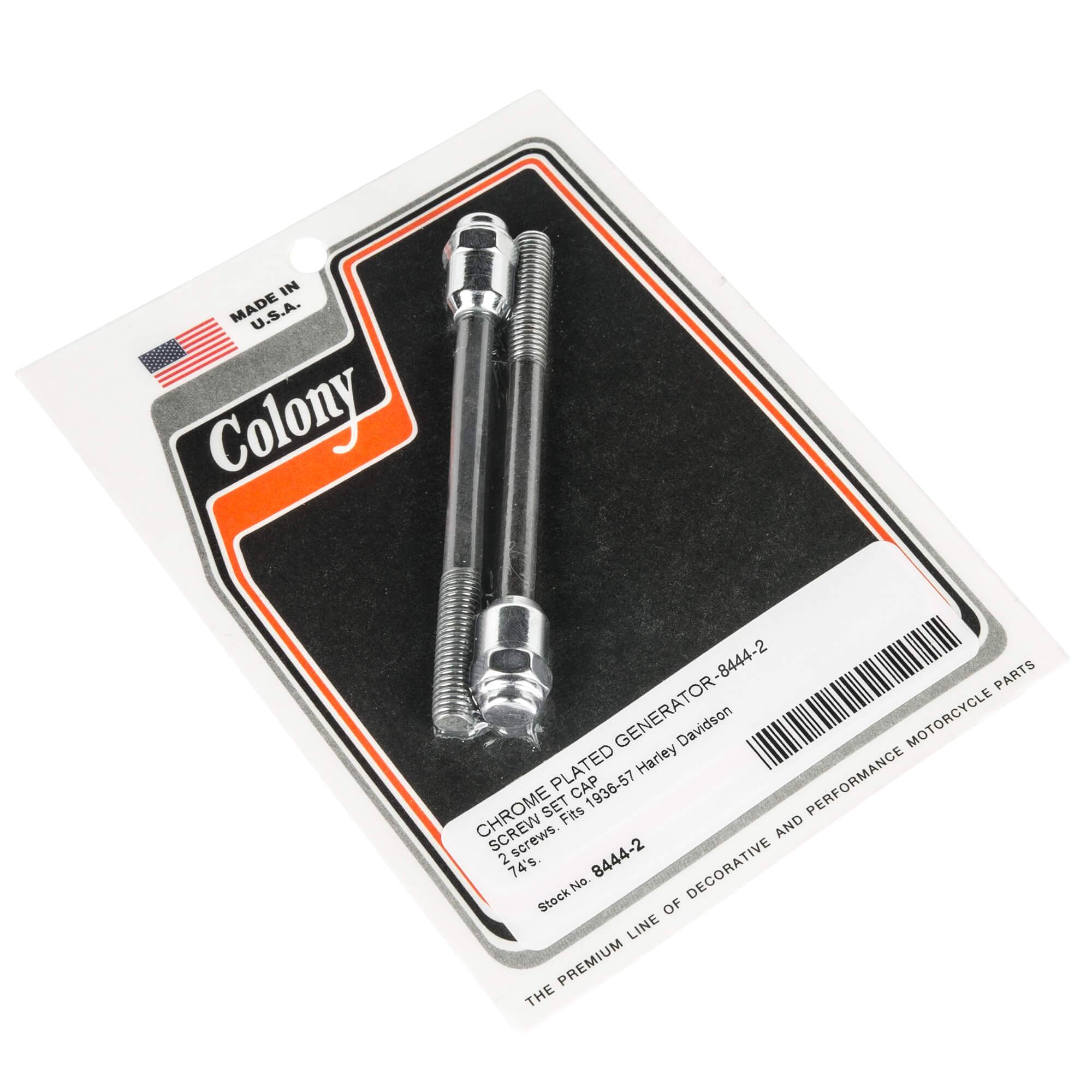 #8444-2 Generator Cap Screw Set Harley-Davidson 1936-57 Knuckle Pan - Chrome Plated