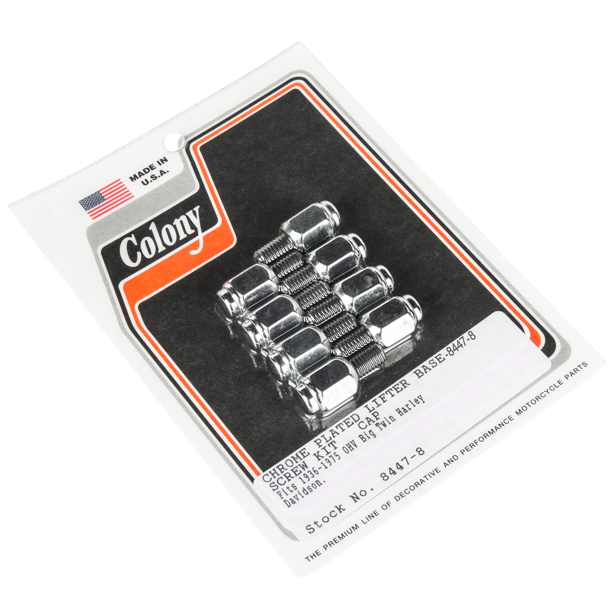 #8447-8 Lifter Base Cap Screw Kit 1936-1975 Harley-Davidson OHV Big Twins - Chrome Plated