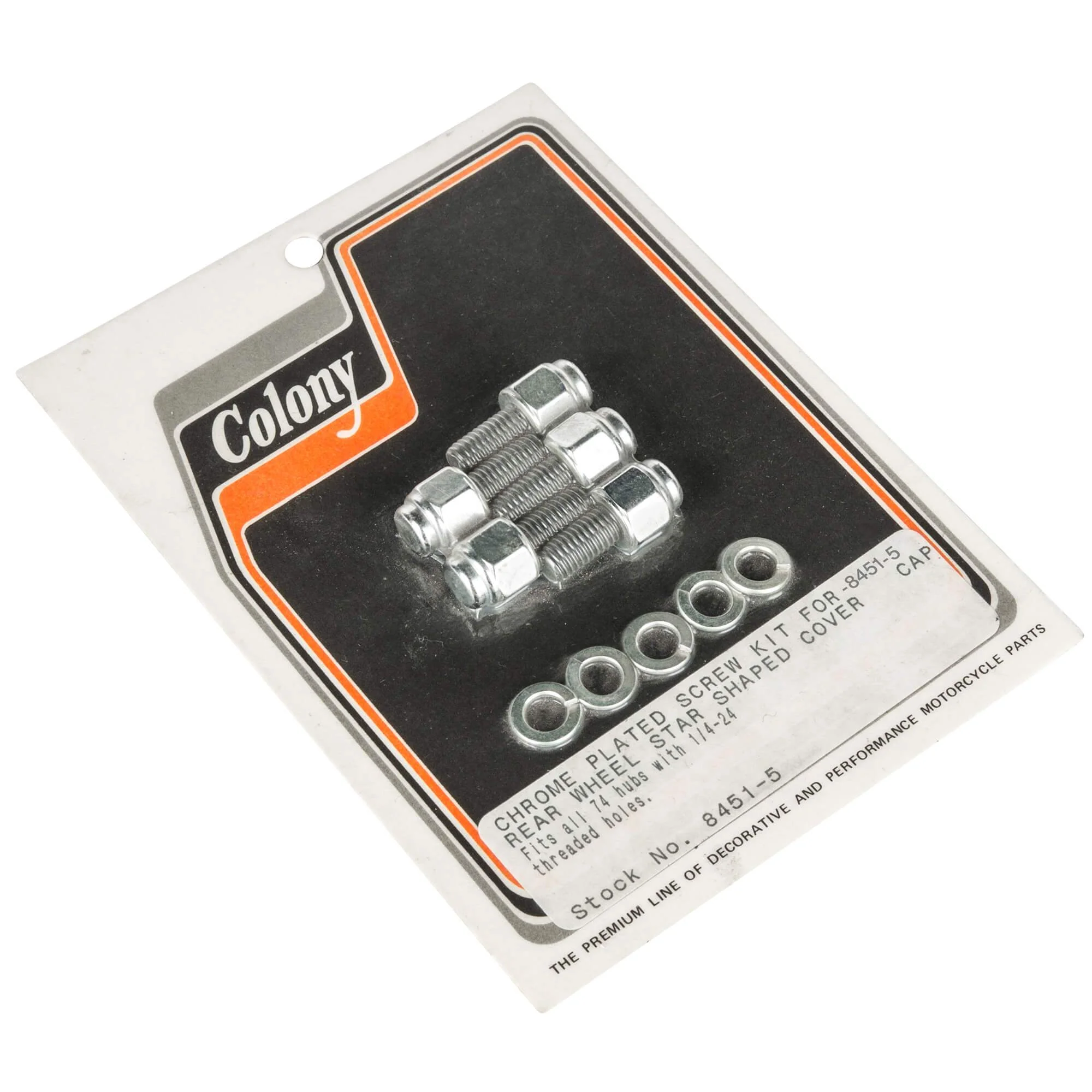 #8451-5 Rear Star Hub Cap Screw Kit Harley-Davidson 74s With 1/4-24 Holes - Chrome Plated