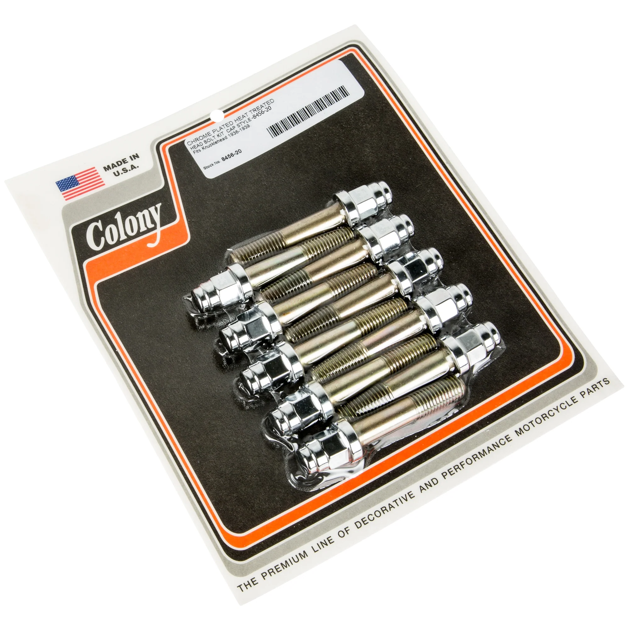 #8456-20 Head Bolt Kit Heat Treated 1936-1939 Harley-Davidson Knucklehead - Chrome Plated