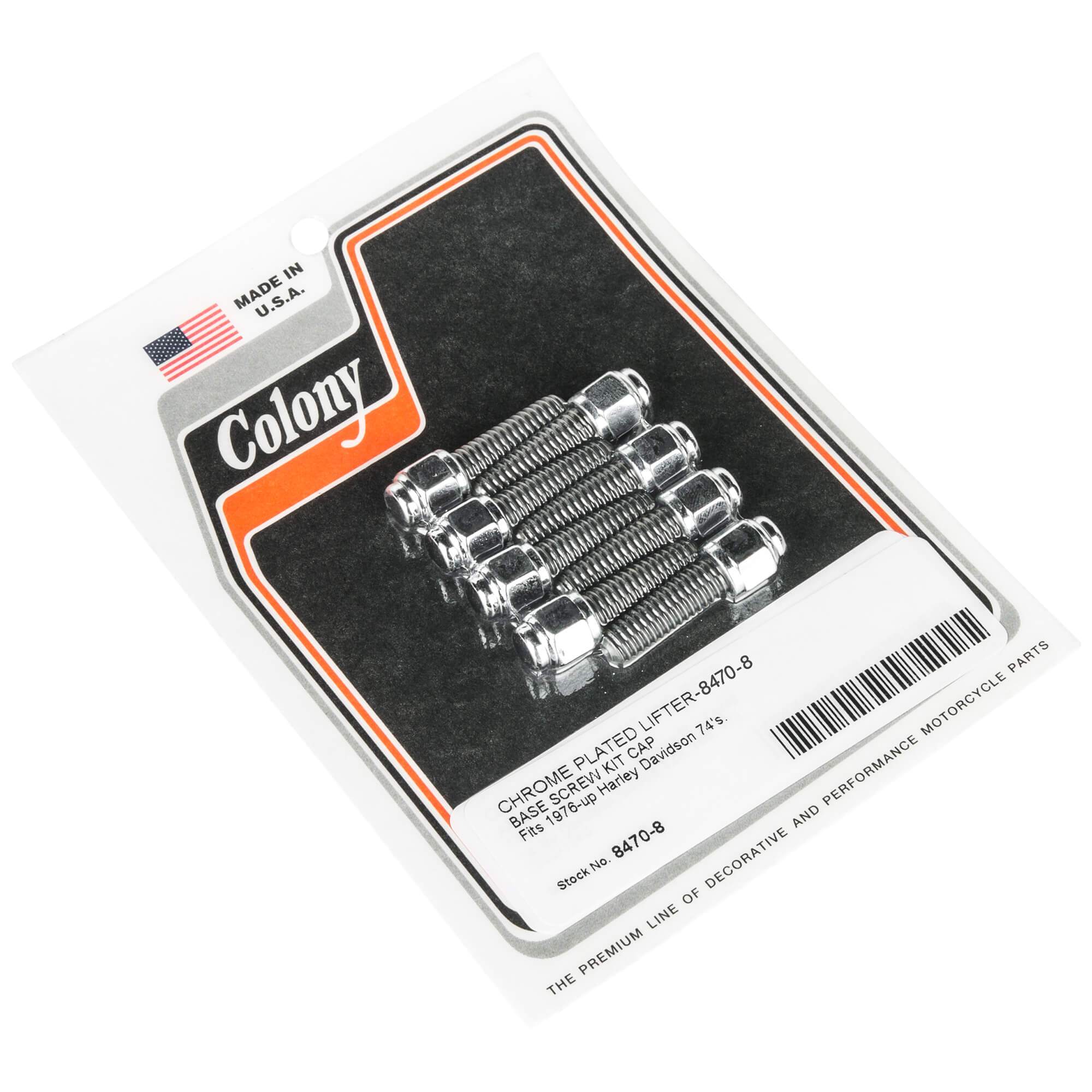 #8470-8 Lifter Base Cap Screw Kit 1976-Up Harley-Davidson 74s - Chrome Plated