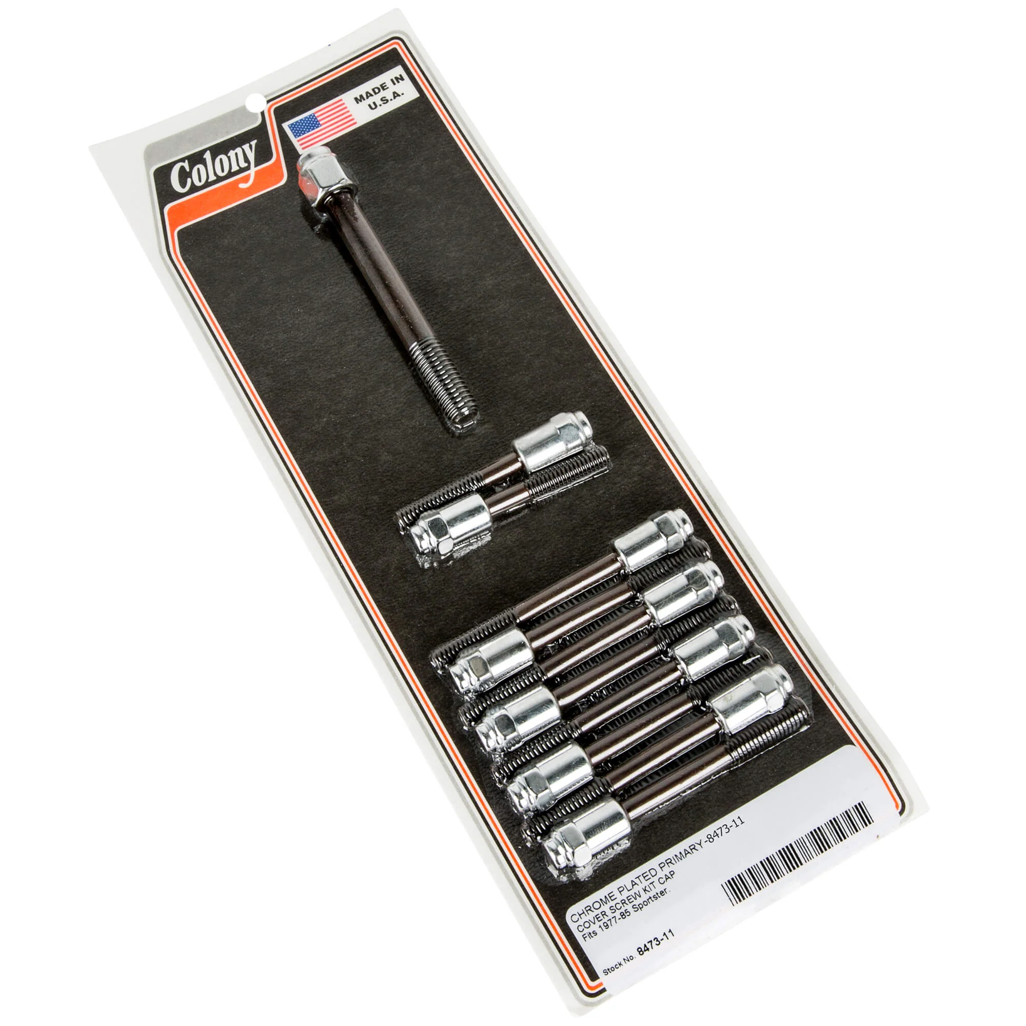 #8473-11 Primary Cover Screw Kit Cap 1977-1985 Harley-Davidson Sportster - Chrome Plated