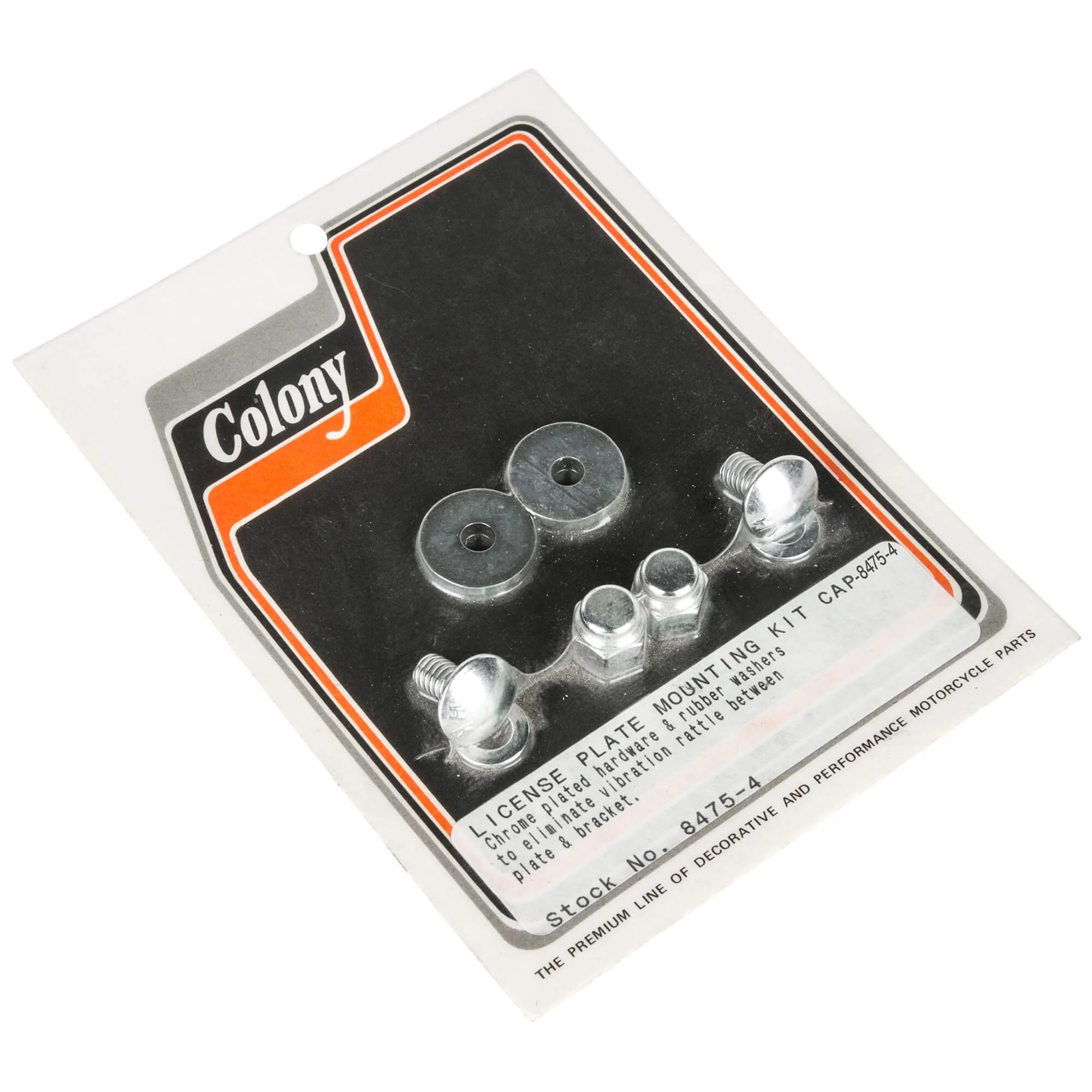 #8475-4 Anti-Vibration License Plate Mounting Cap Nut Kit - Chrome Plated