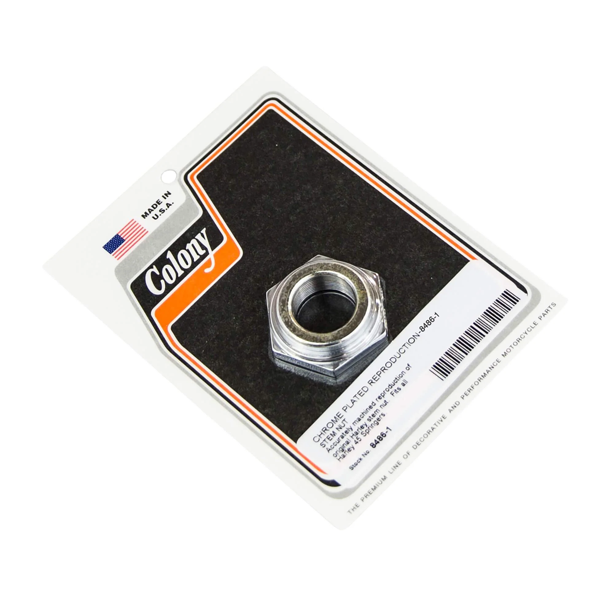 #8486-1 Stem Nut Reproduction Harley-Davidson 45 Springers - Chrome Plated