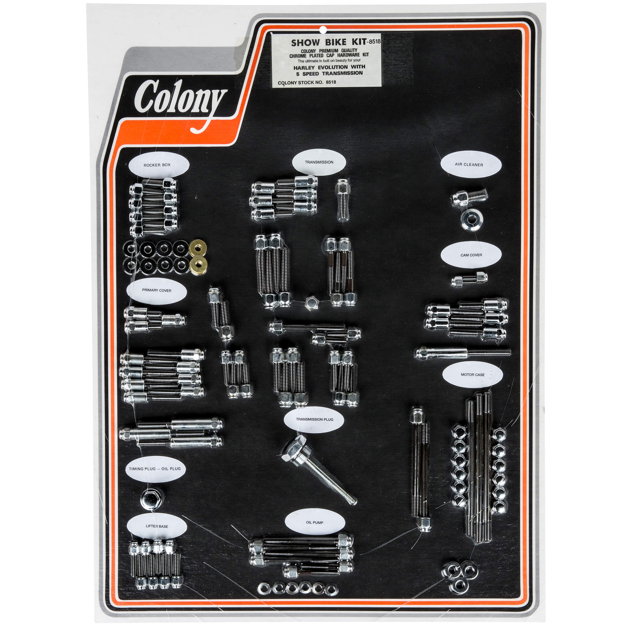 #8518 Complete Show Bike Kit Cap Style Hardware Harley-Davidson 1985-1986 Big Twin Evo 5 Speed - Chrome Plated