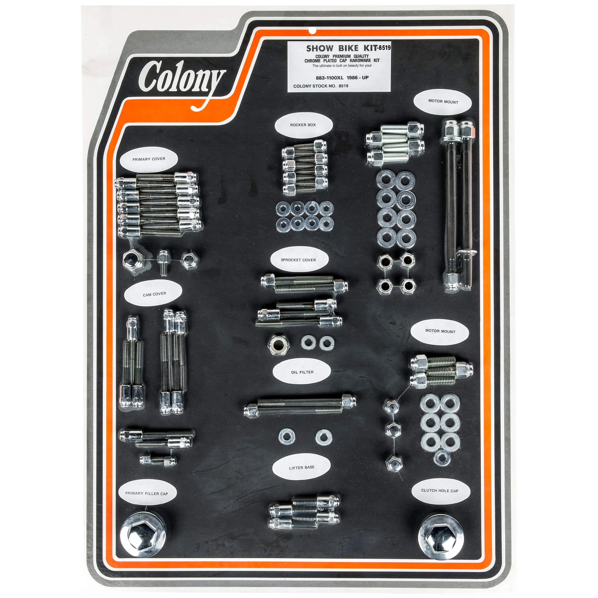 #8519 Complete Show Bike Kit Cap Style Hardware Harley-Davidson 1986-1990 Sportster - Chrome Plated