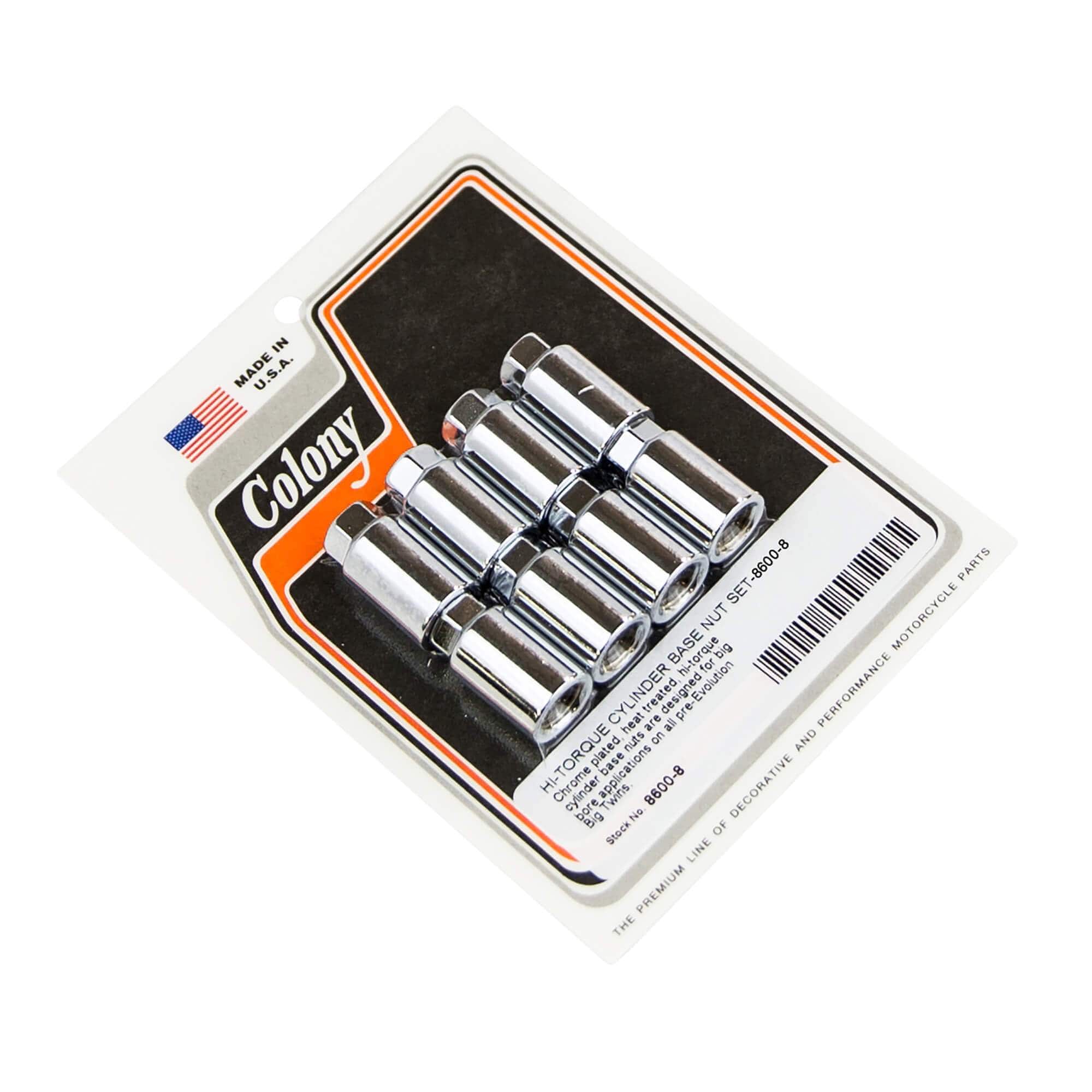#8600-8 Hi-Torque Cylinder Base Nut Set Harley-Davidson Big Twin Pre-Evo - Chrome Plated