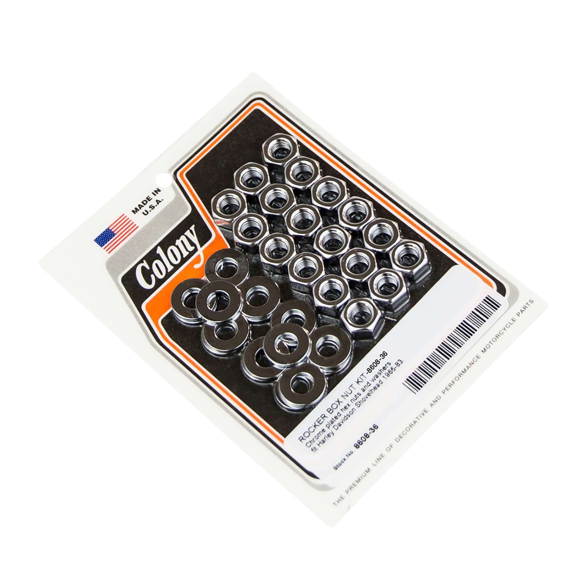 #8608-36 Rocker Box Nut Kit 1966-1983 Harley-Davidson Shovelhead - Chrome Plated