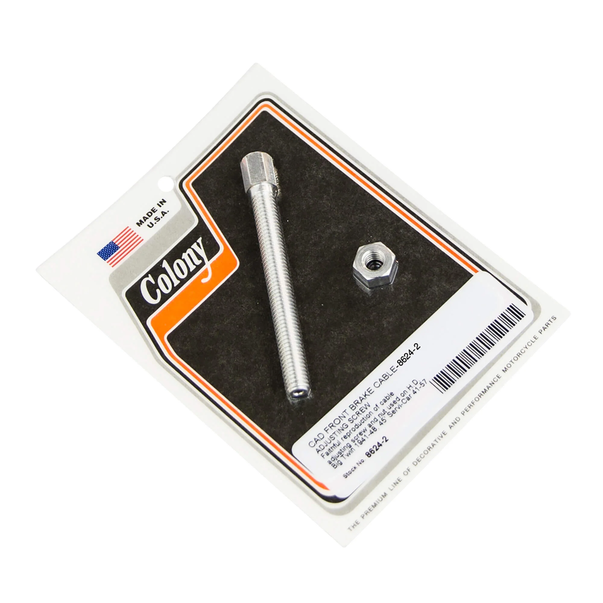 #8624-2 Front Brake Cable Adjusting Screw 1941-1948 Harley-Davidson Big Twin/45's 1941-1957 Servi-Car - CAD Plated