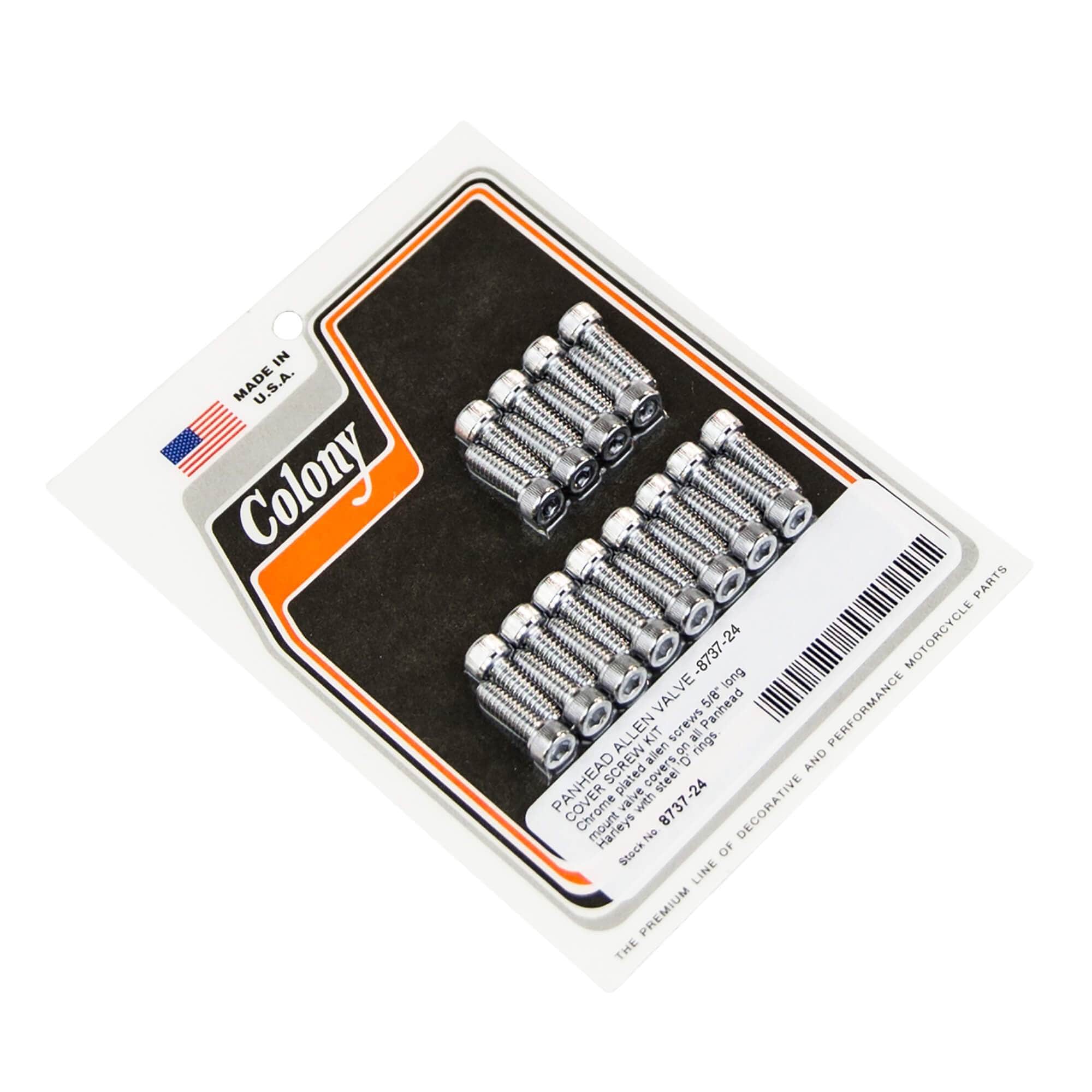 #8737-24 Valve Cover Allen Screw Kit 1954-1965 Harley-Davidson Panhead With Steel D-Rings - Chrome Plated