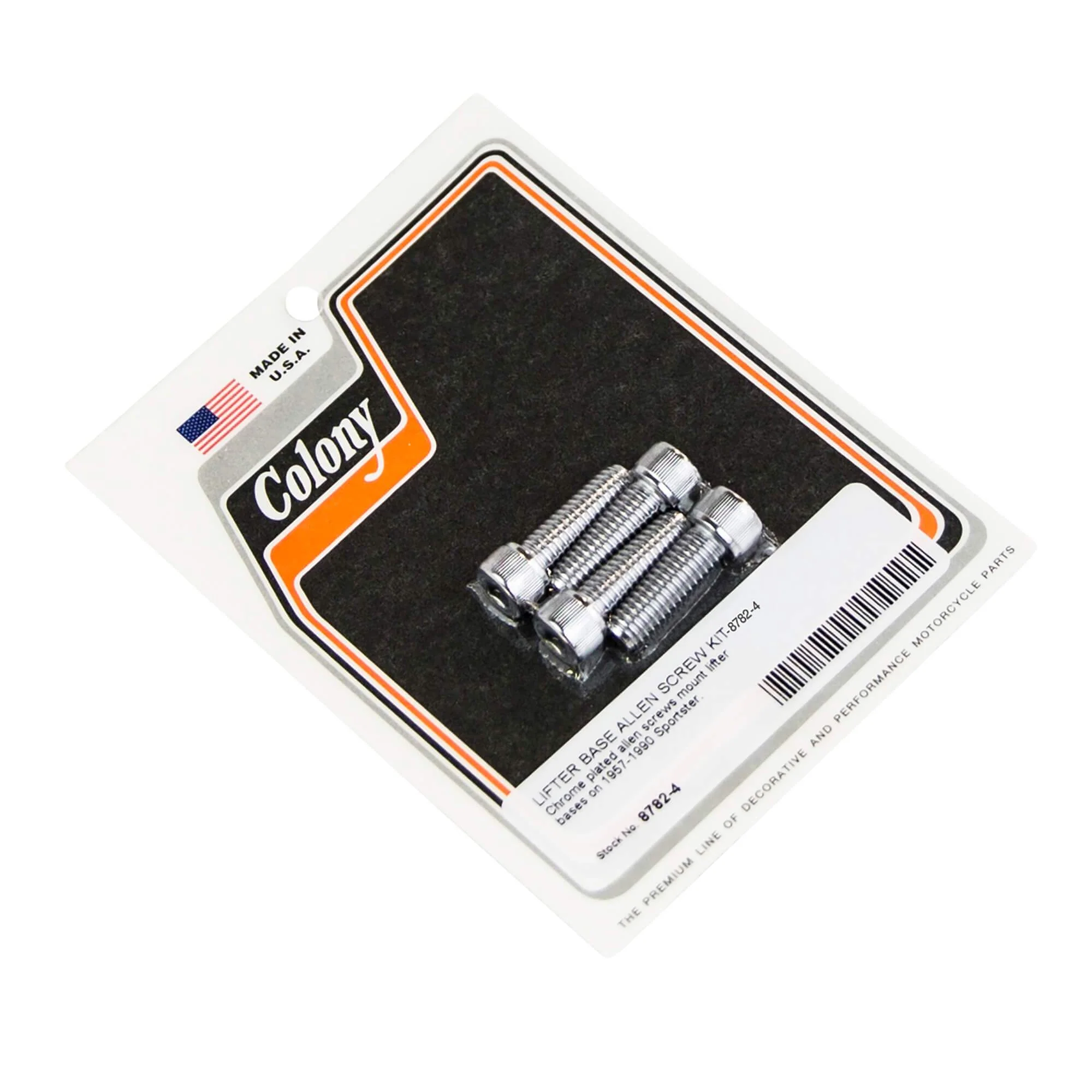 #8782-4 Lifter Base Allen Screw Kit 1957-1990 Harley-Davidson Sportster - Chrome Plated