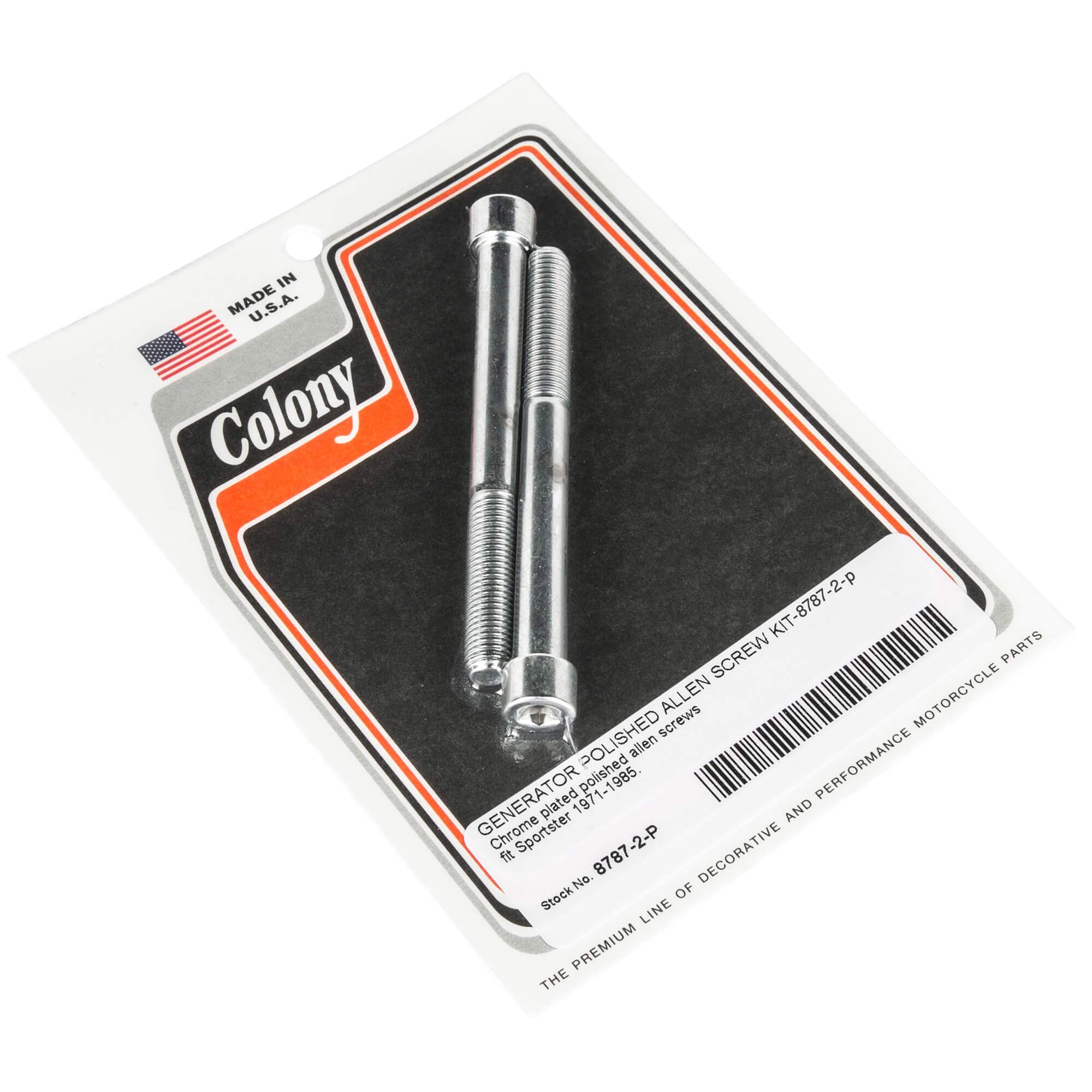 #8787-2-P Generator Smooth Allen Screw Kit 1971-1985 Harley-Davidson Sportster - Chrome Plated