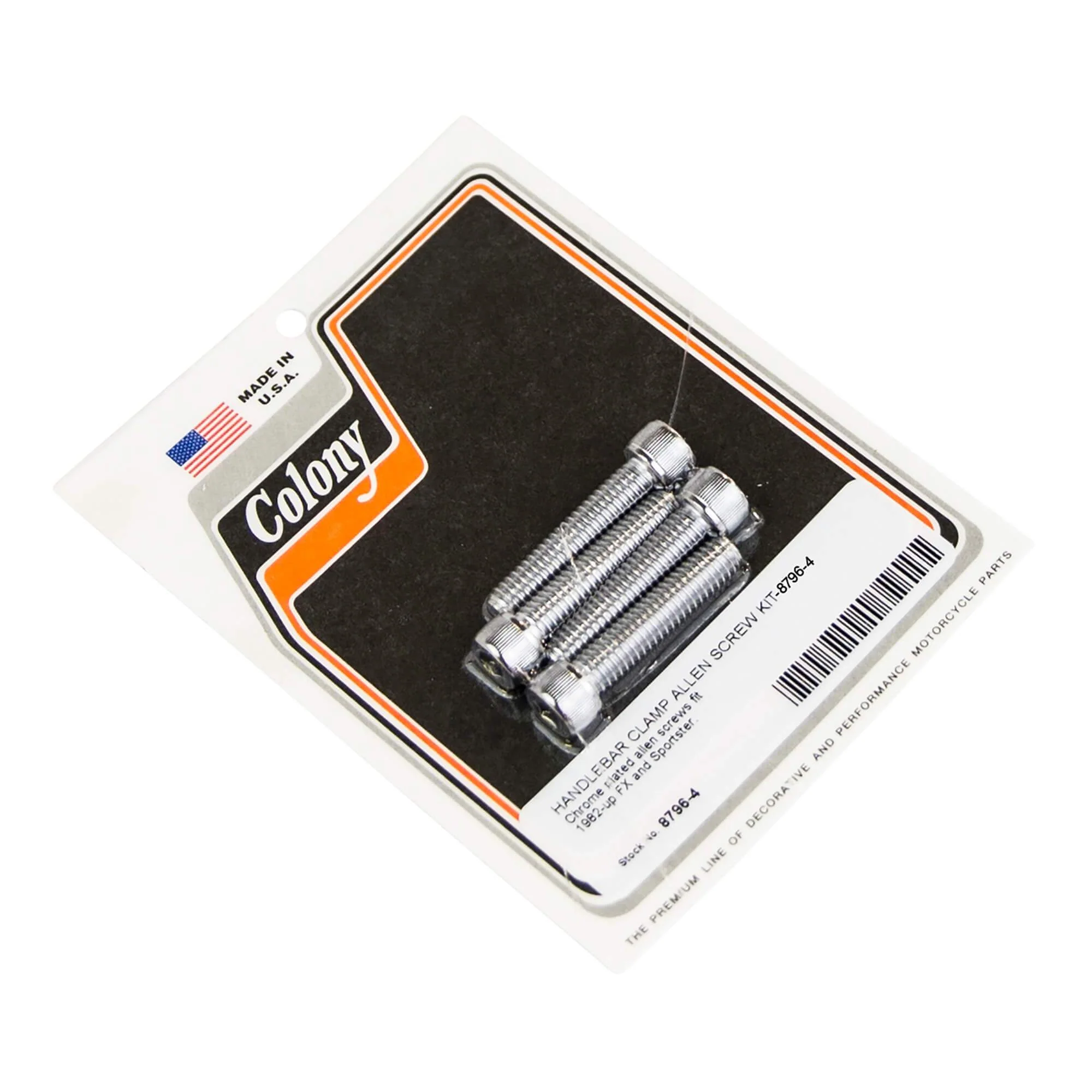 #8796-4 Handlebar Clamp Allen Screw Kit 1982-Up Harley-Davidson FX/XL - Chrome Plated
