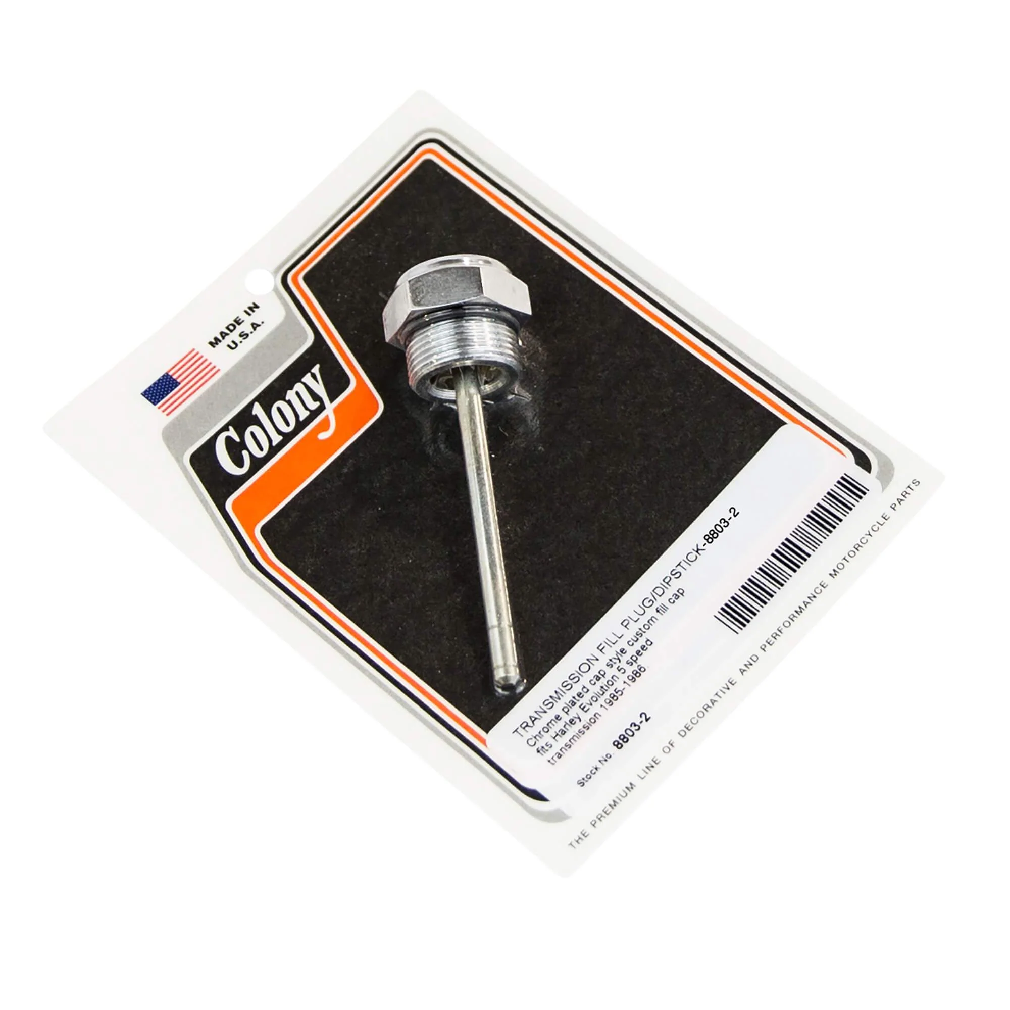 #8803-2 Transmission Fill Plug/Dipstick 1985-1986 Harley-Davidson Evo 5 Speed - Chrome Plated