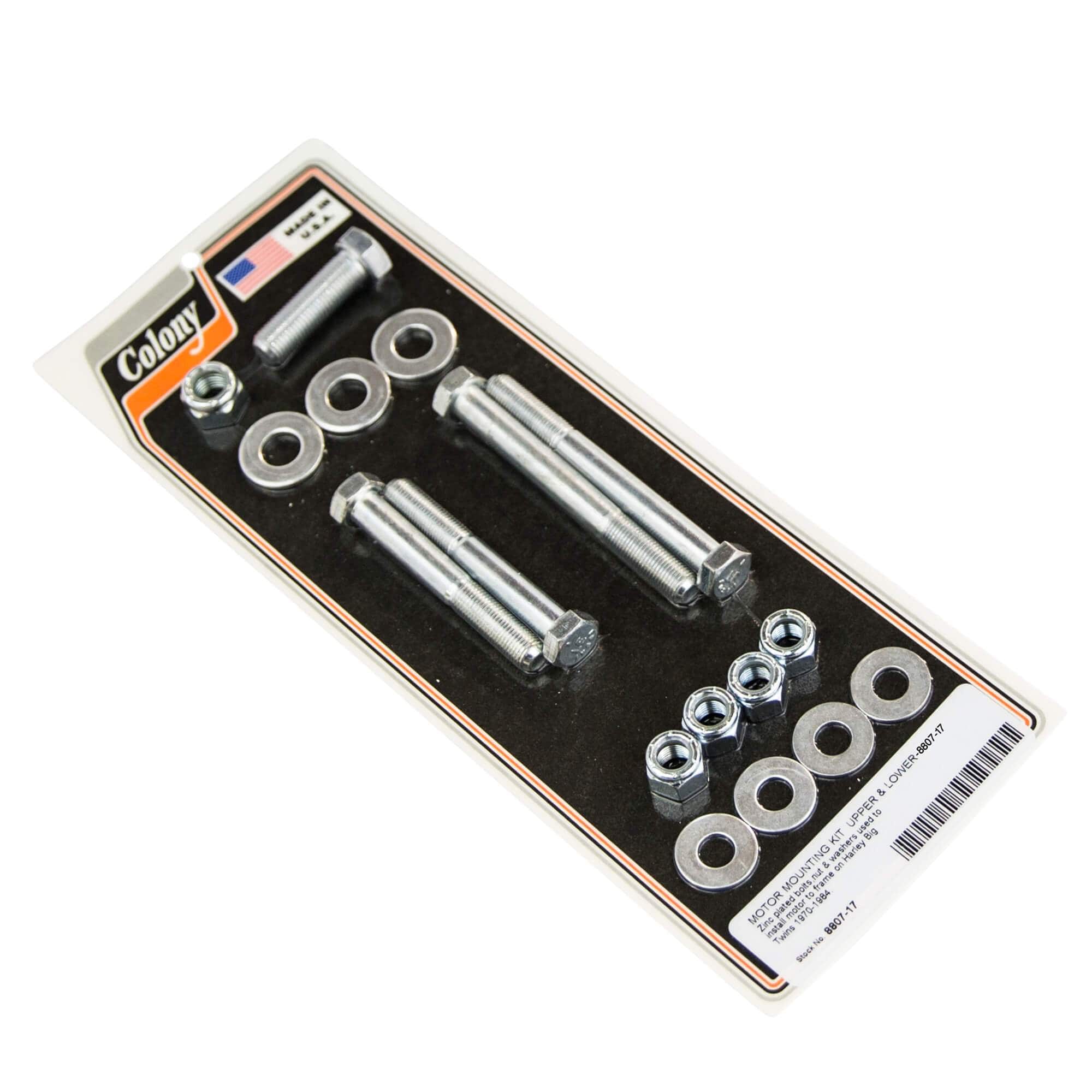#8807-17 Motor Mounting Kit Upper & Lower 1970-1984 Harley-Davidson Big Twin - Zinc Plated