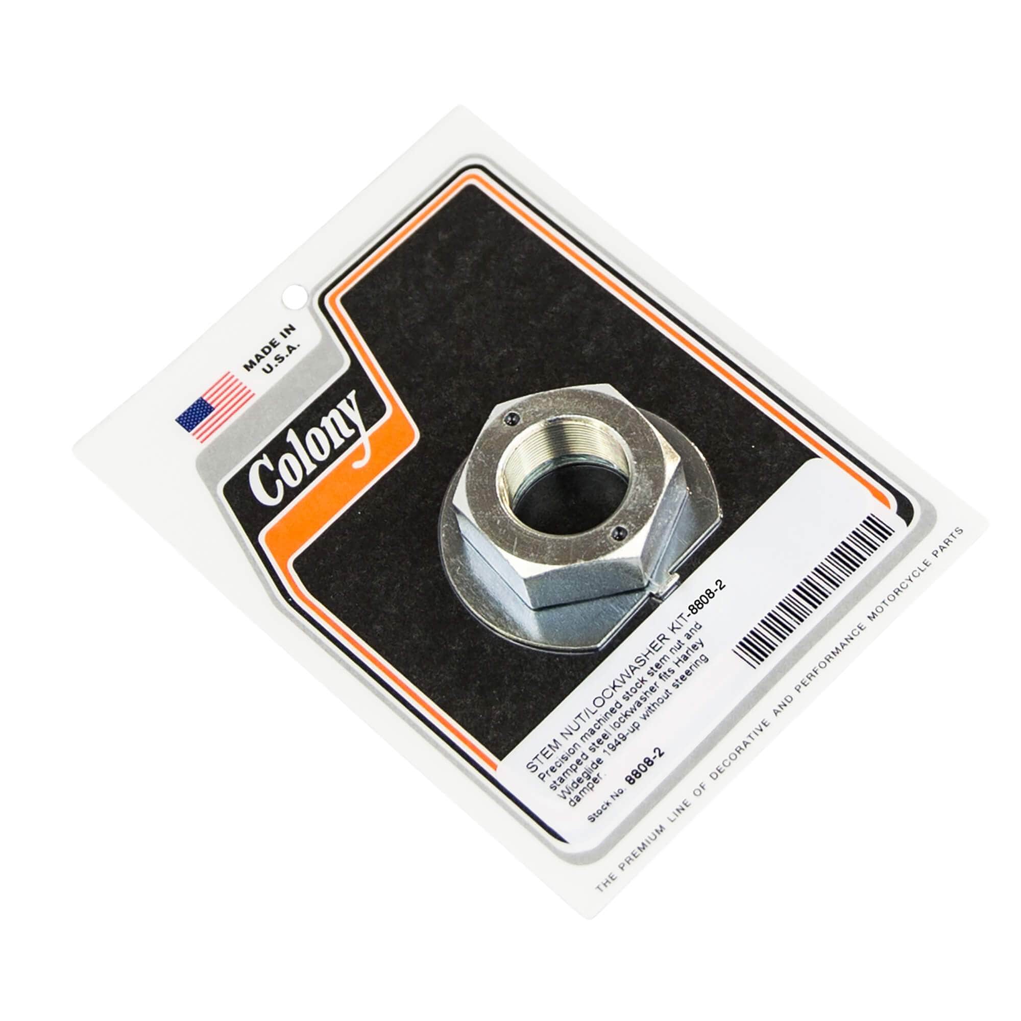#8808-2 Stem Nut/Lockwasher Kit 1949-Up Harley-Davidson Wideglide - CAD Plated