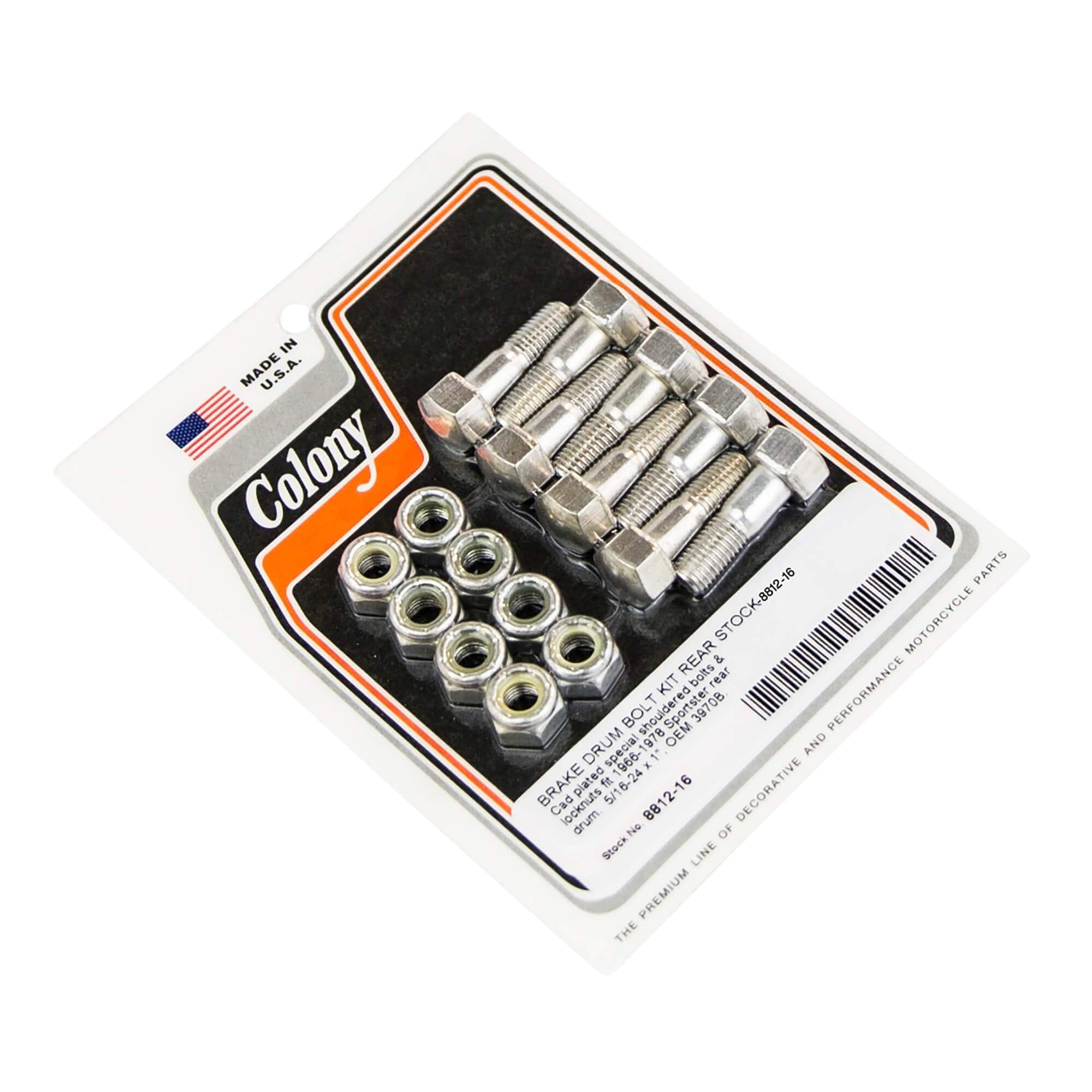 #8812-16 Rear Brake Drum Bolt Kit 1966-1978 Harley-Davidson Sportster - CAD Plated