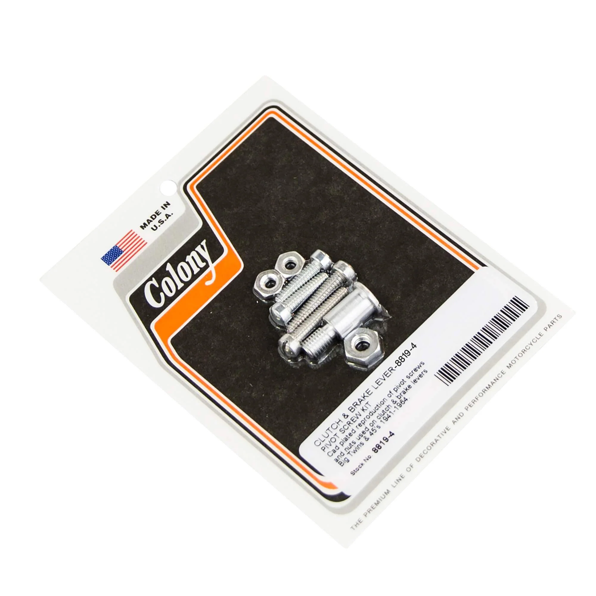 #8819-4 Clutch & Brake Lever Pivot Screw Kit 1941-1964 Harley-Davidson Big Twin/45s - CAD Plated