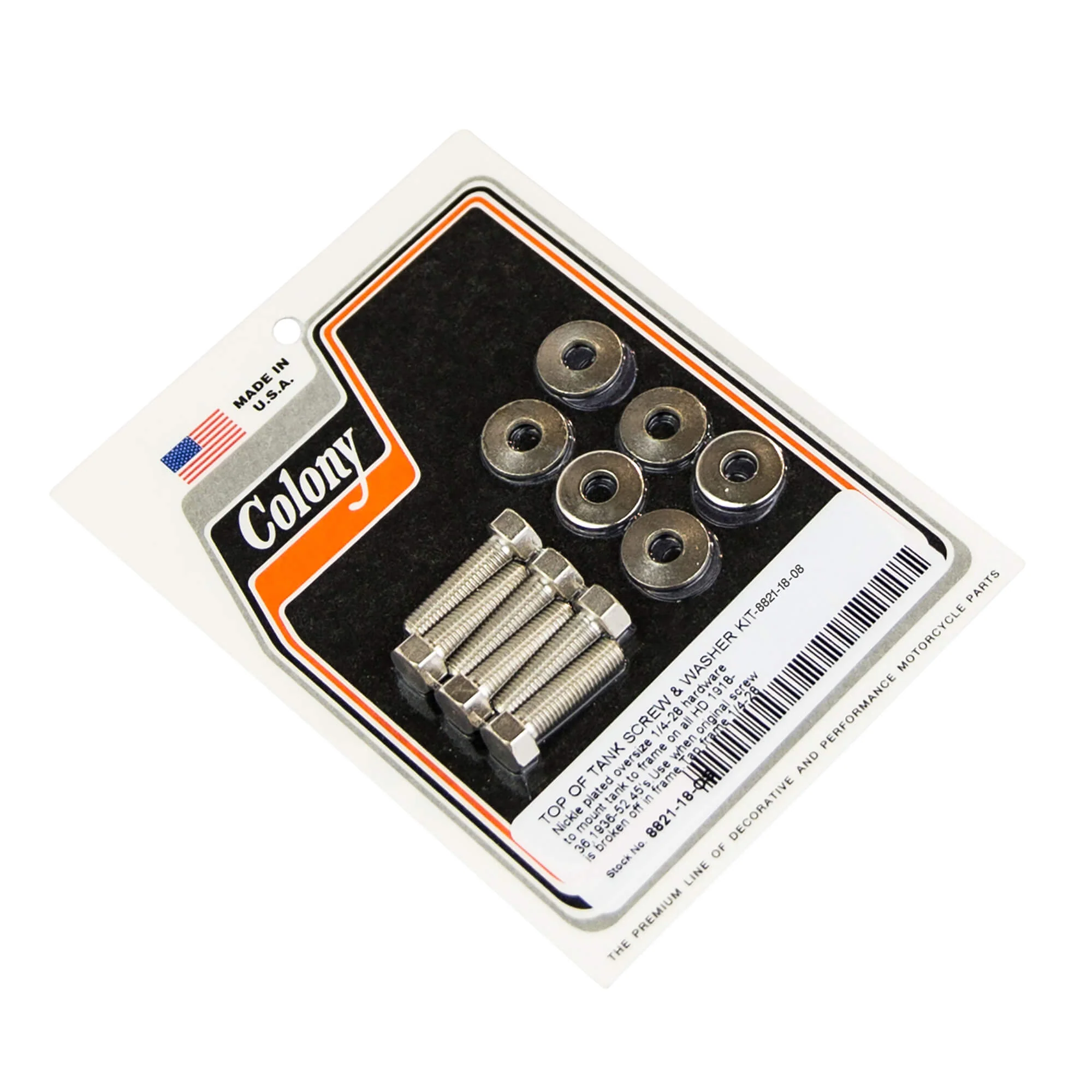 #8821-18-OS Oversize Top of Tank Screw & Washer Kit 1918-1936 All Harley-Davidson 1936-1952 45s - Nickel Plated