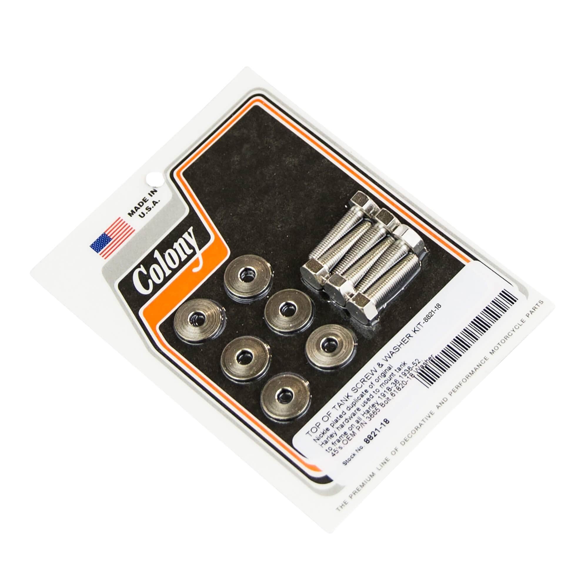 #8821-18 Top of Tank Screw & Washer Kit 1918-1936 All Harley-Davidson 1936-1952 45s - Nickel Plated