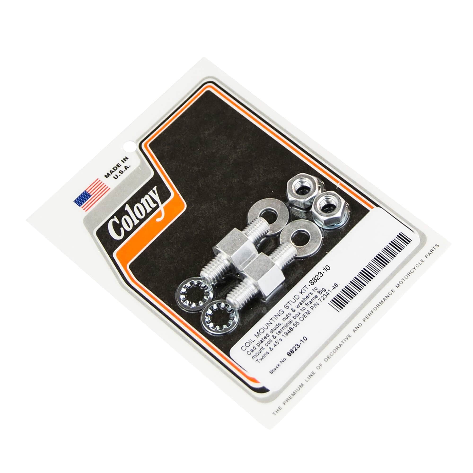 #8823-10 Coil Mounting Stud Kit 1948-1955 Harley-Davidson Big Twin 1948-1955 45s OEM #72341-48 - CAD Plated