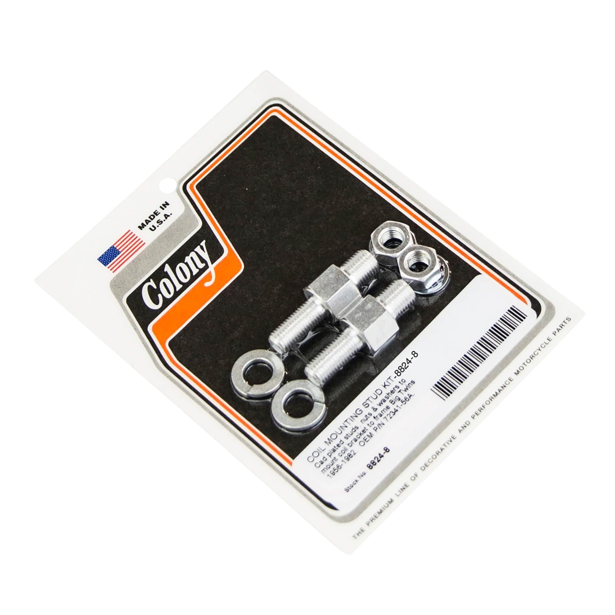 #8824-8 Coil Mounting Stud Kit 1956-1982 Harley-Davidson Big Twin OEM #72341-56A - CAD Plated