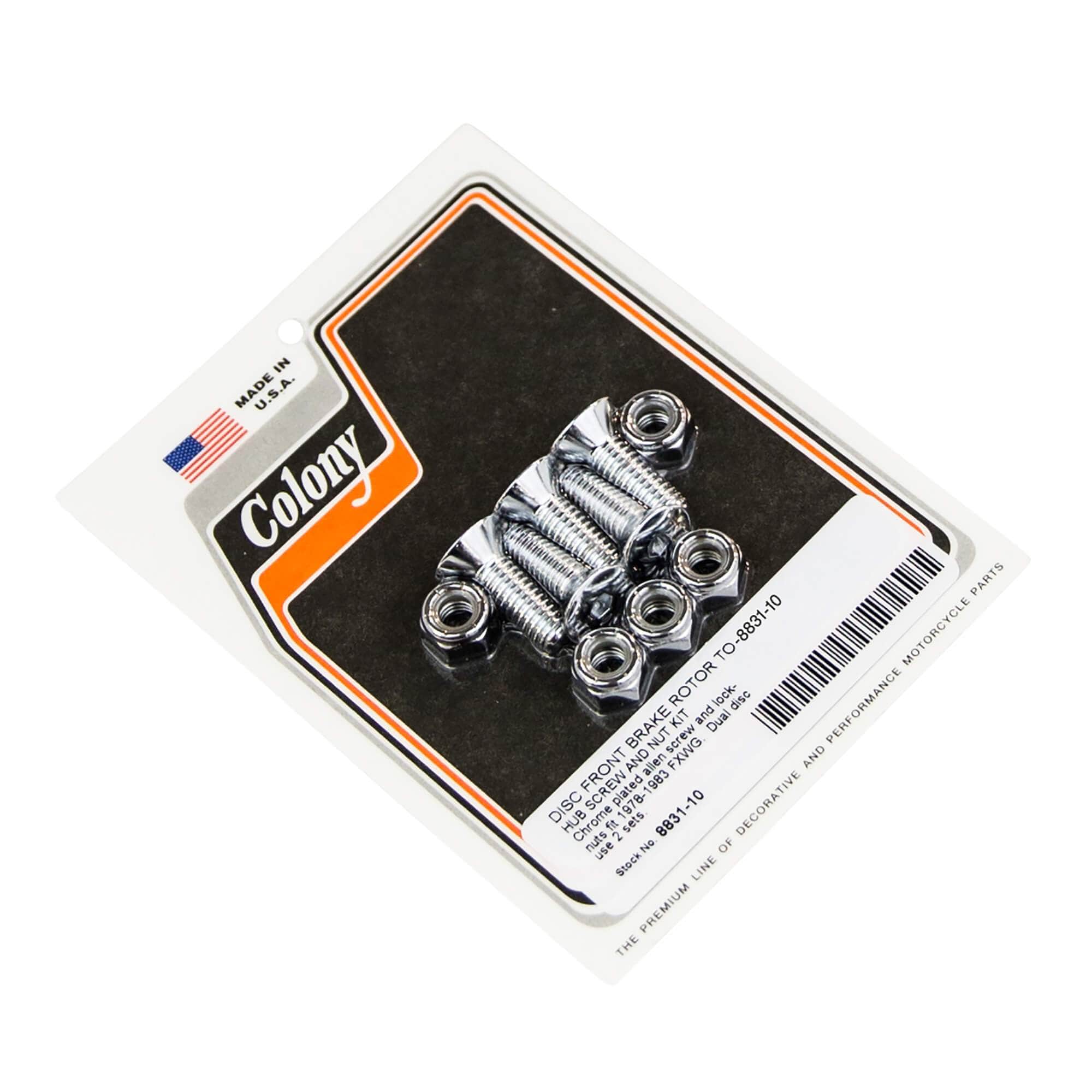 #8831-10 Disc Brake Rotor to Hub Screw & Nut Kit 1978-1983 Harley-Davidson FXWG - Chrome Plated