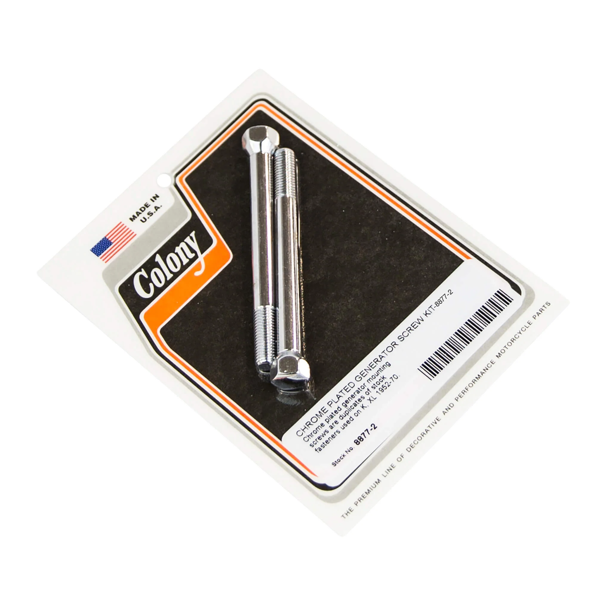 #8877-2 Generator Screw Kit 1952-1970 Harley-Davidson K/XL - Chrome Plated