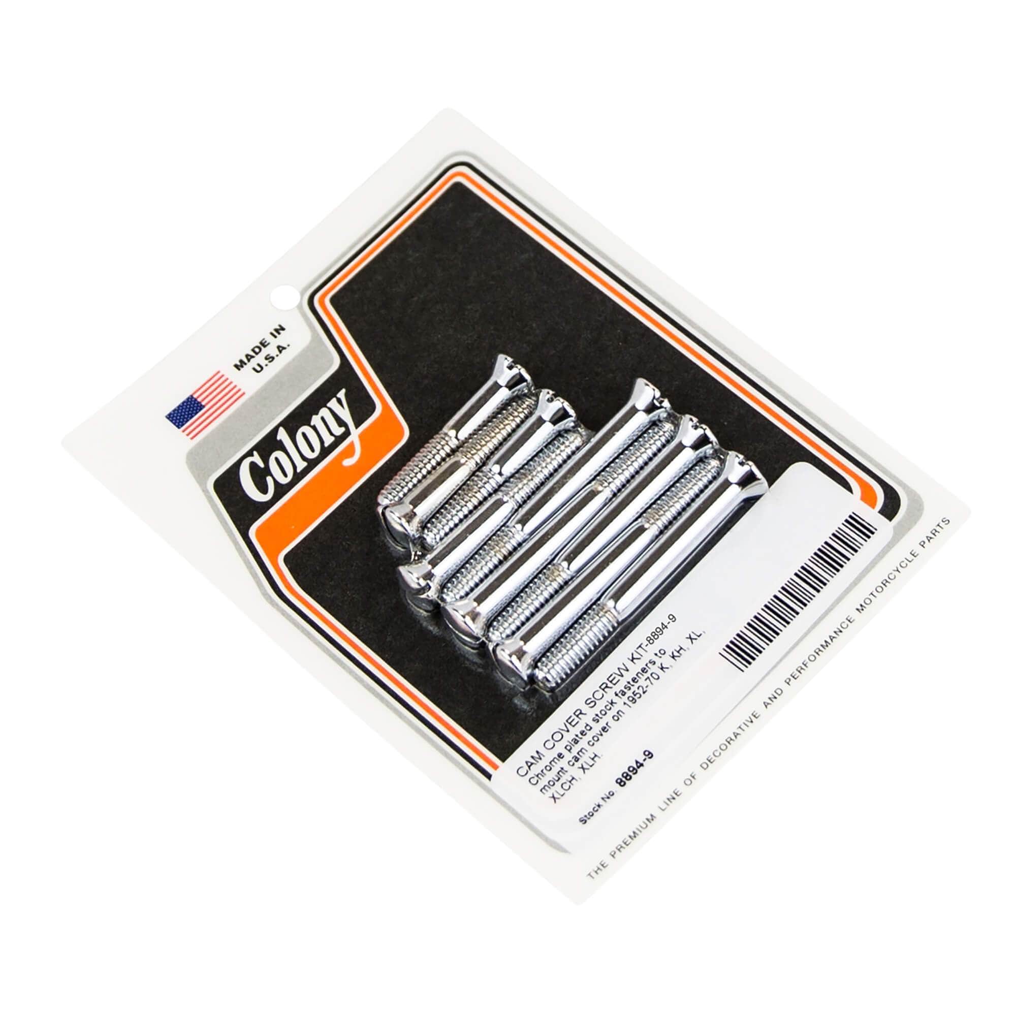 #8894-9 Cam Cover Screw Kit 1952-1970 Harley-Davidson K/KH/XL/XLCH/XLH - Chrome Plated