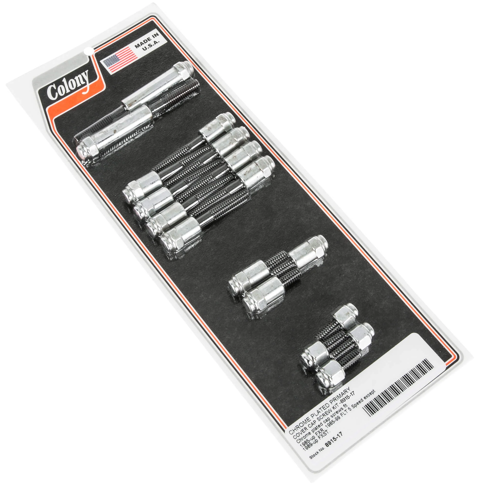 #8915-17 Primary Cover Cap Screw Kit 1985-Up Harley-Davidson FXR 1985-1999 FLT 5 Speed - Chrome Plated