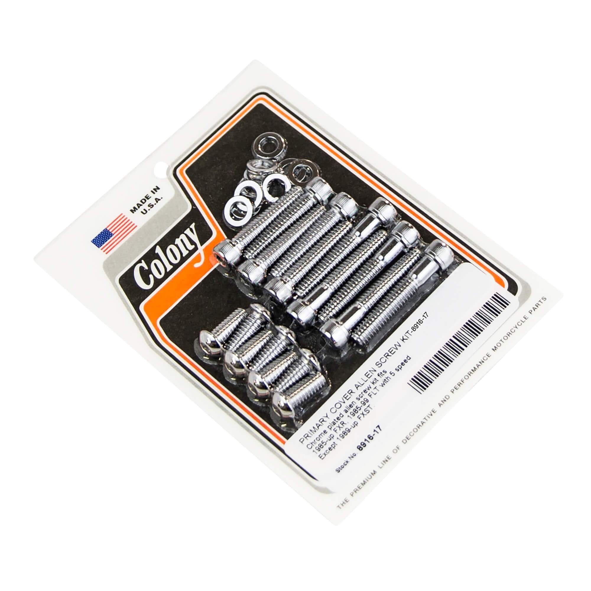 #8916-17 Primary Cover Allen Head Screw Kit 1985-Up Harley-Davidson FXR 1985-1999 FLT - Chrome Plated