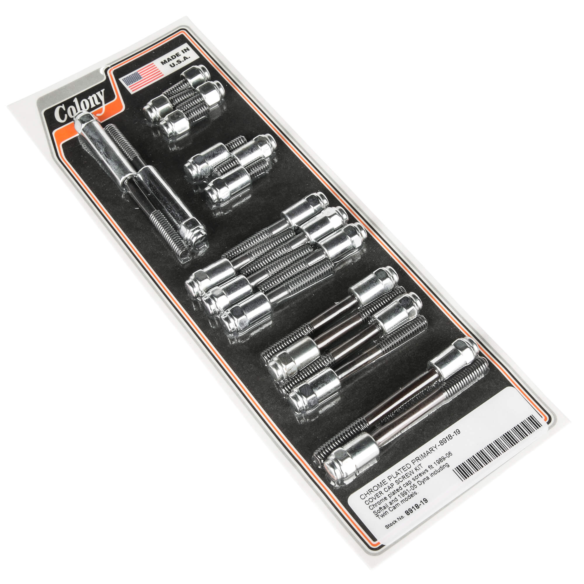 #8918-19 Primary Cover Cap Screw Kit 1989-2006 Harley-Davidson Softail 1991-2005 Dyna - Chrome Plated