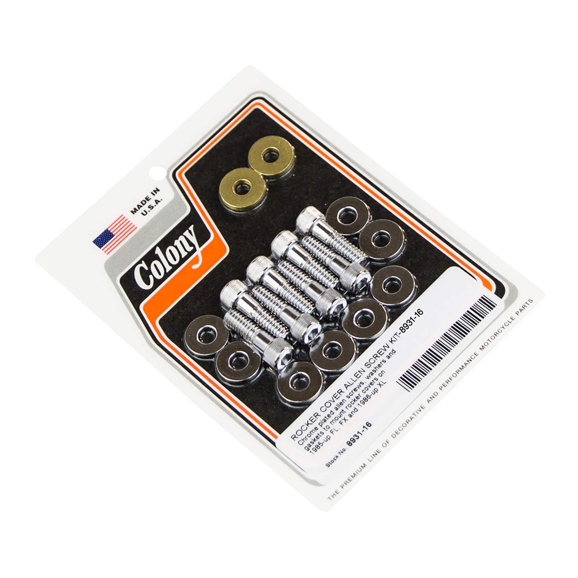 #8931-16 Rocker Cover Allen Head Screw Kit 1985-Up Harley-Davidson FL/FX 1986-Up XL - Chrome Plated