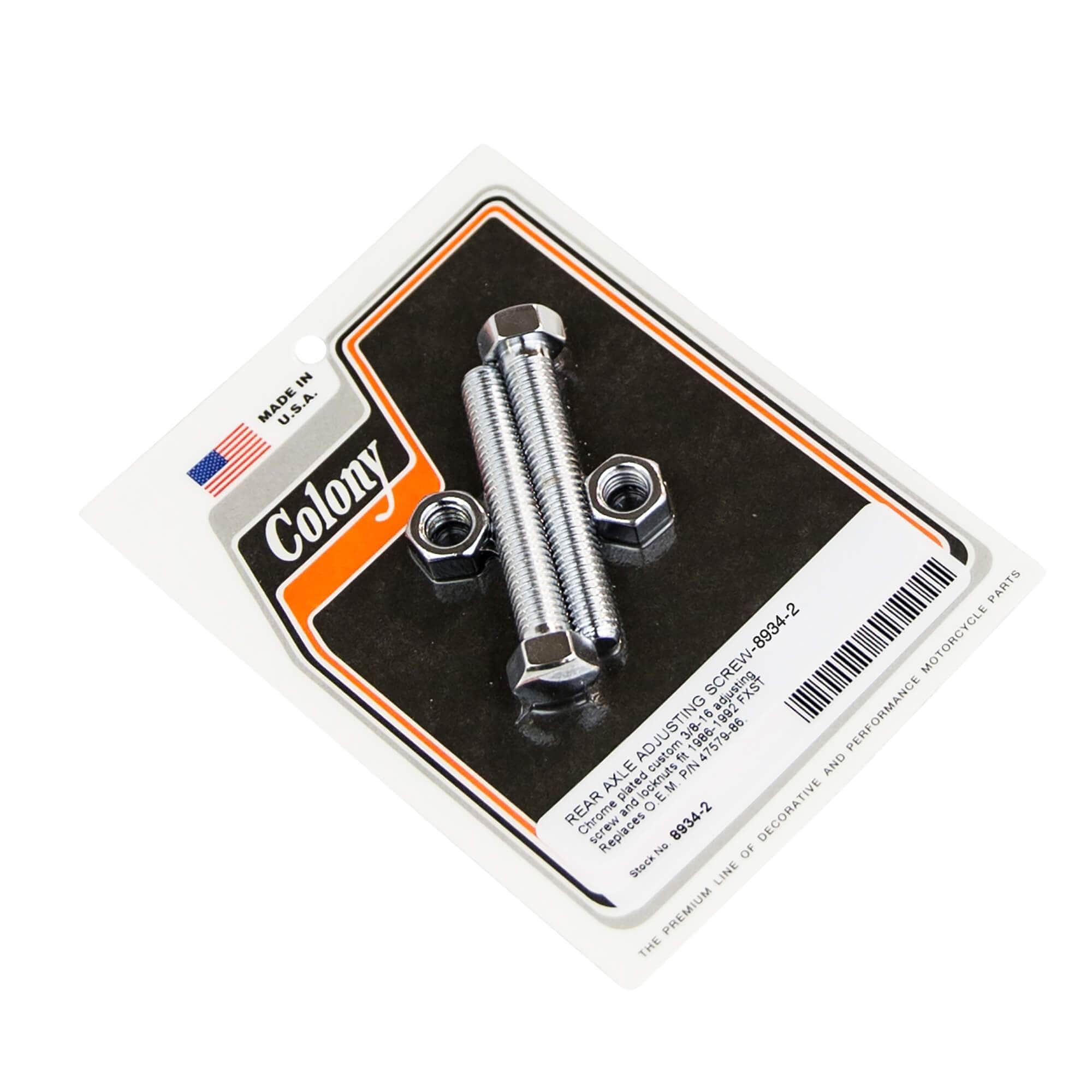 #8934-2 Rear Axle Adjuster Screws 1986-1992 Harley-Davidson FXST - Chrome Plated