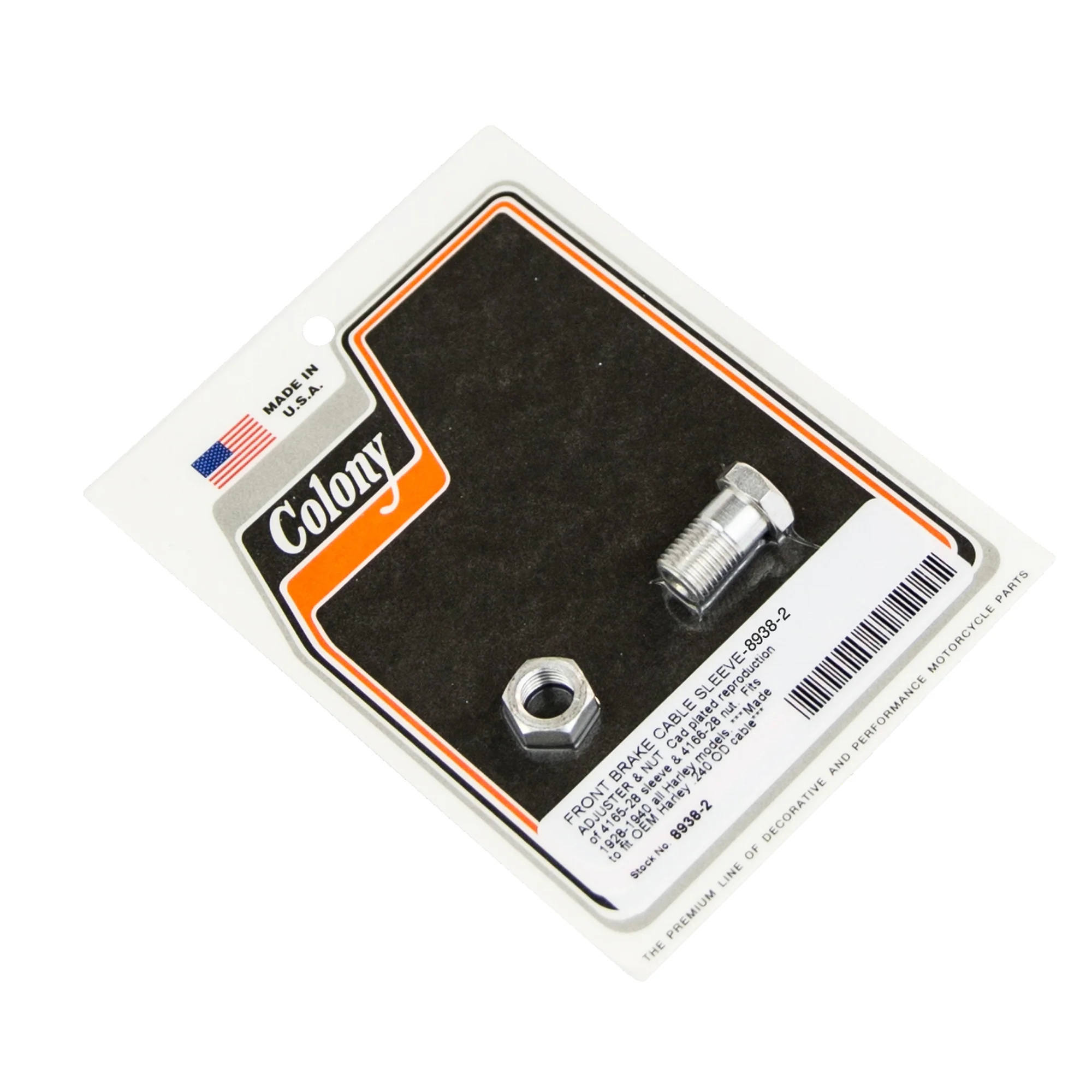 #8938-2 Front Brake Cable Sleeve Adjuster & Nut 1928-1940 Harley-Davidson All Models - CAD Plated