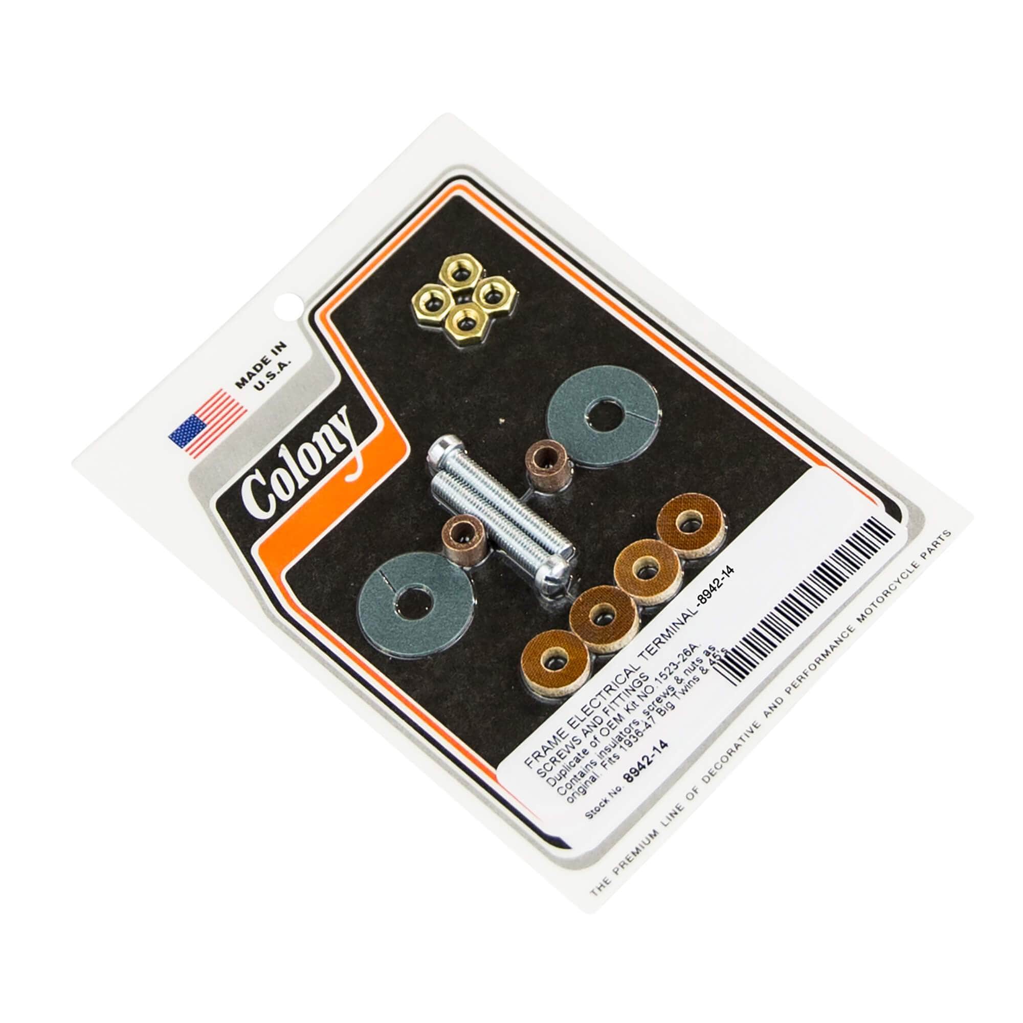 #8942-14 Frame Electrical Terminal Screws & Fittings 1936-1947 Harley-Davidson Big Twins 45's - CAD Plated