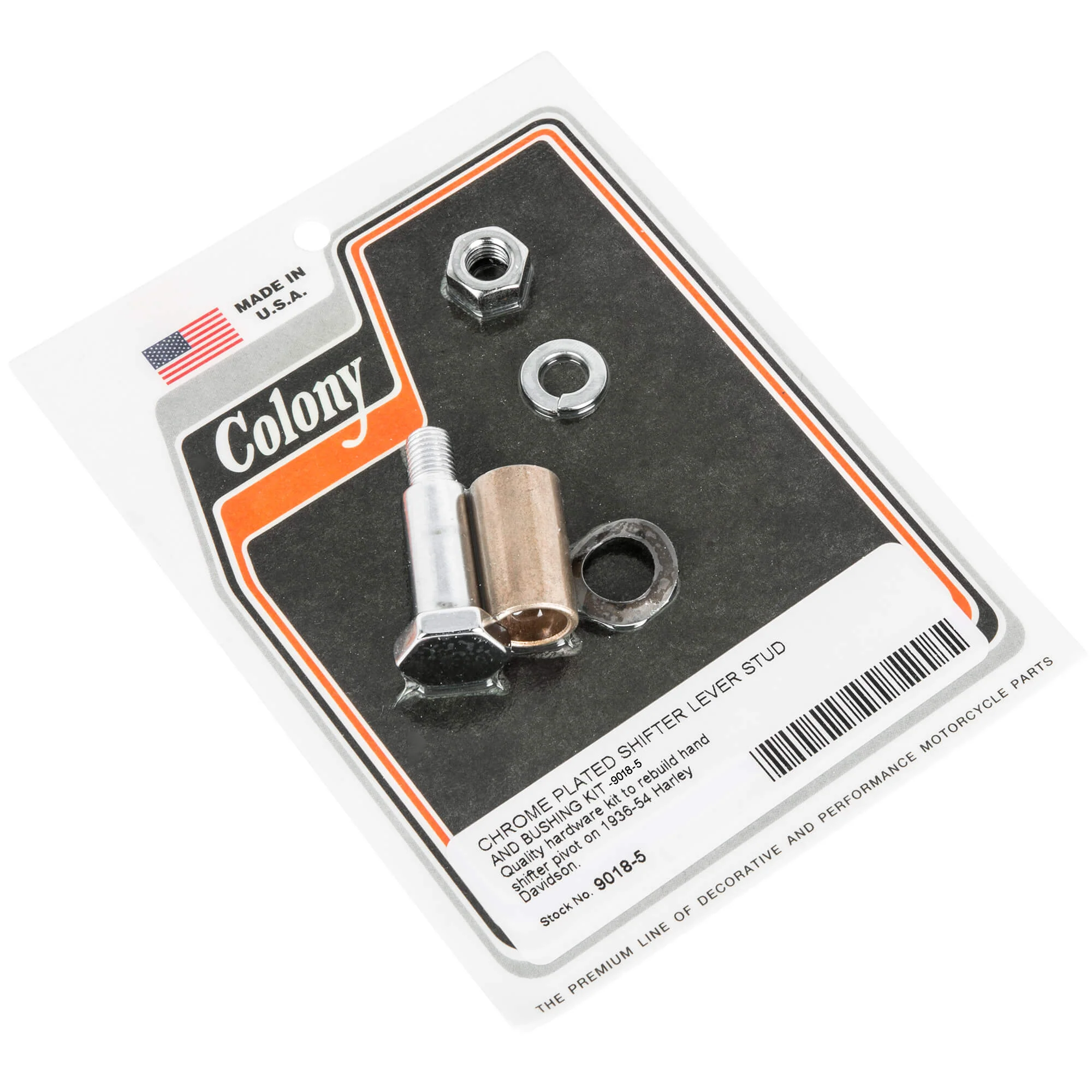 #9018-5 Hand Shifter Lever Stud and Bushing Kit 1936-1954 Harley-Davidsons - Chrome Plated