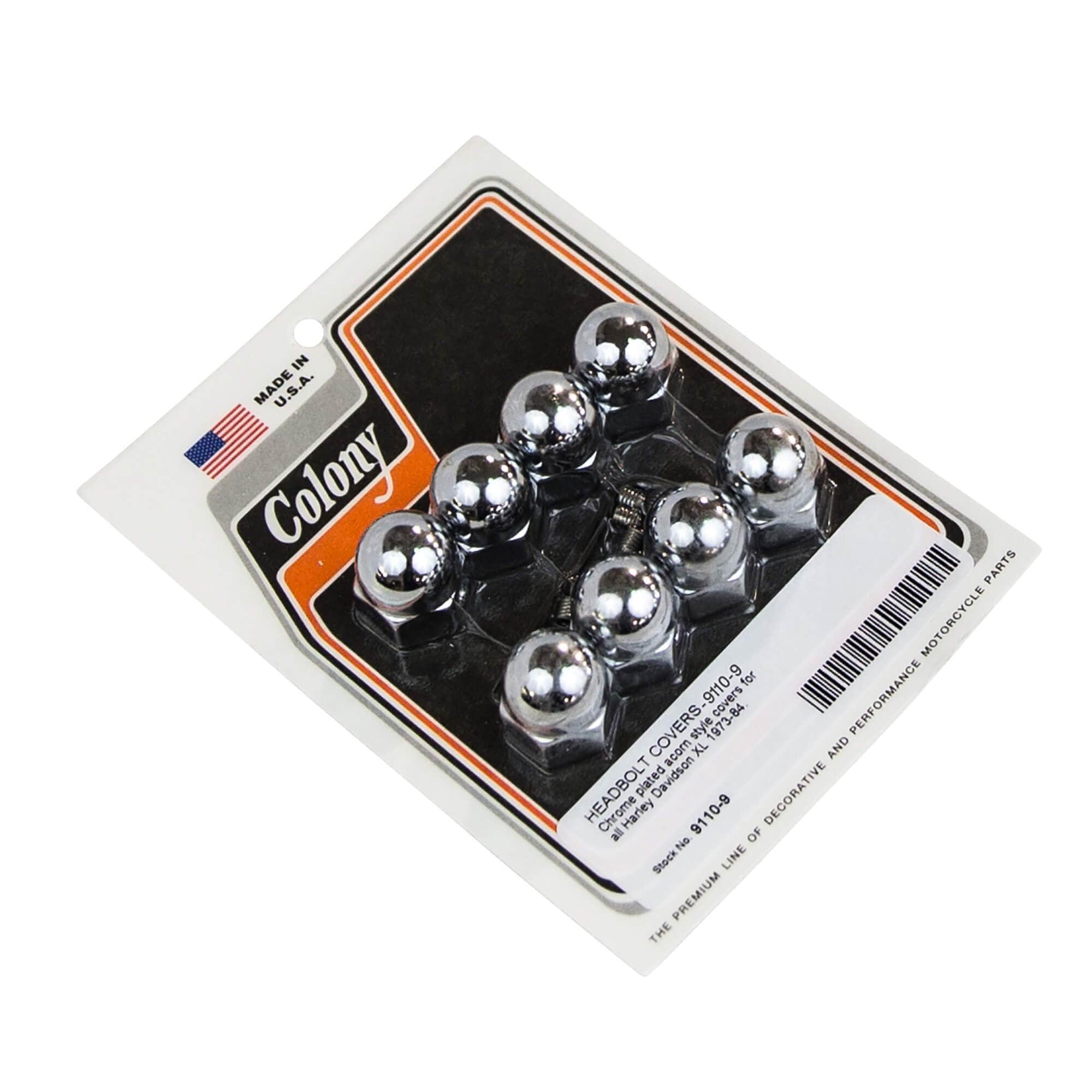 #9110-9 Head Bolt Covers Acorn Head 1973-1984 Harley-Davidson XL - Chrome Plated