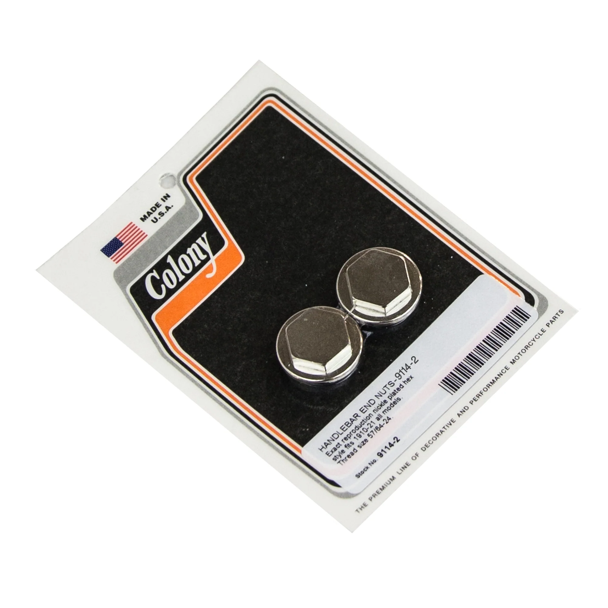 #9114-2 Handlebar End Nuts 1910-1921 Harley-Davidson All Models - Nickel Plated