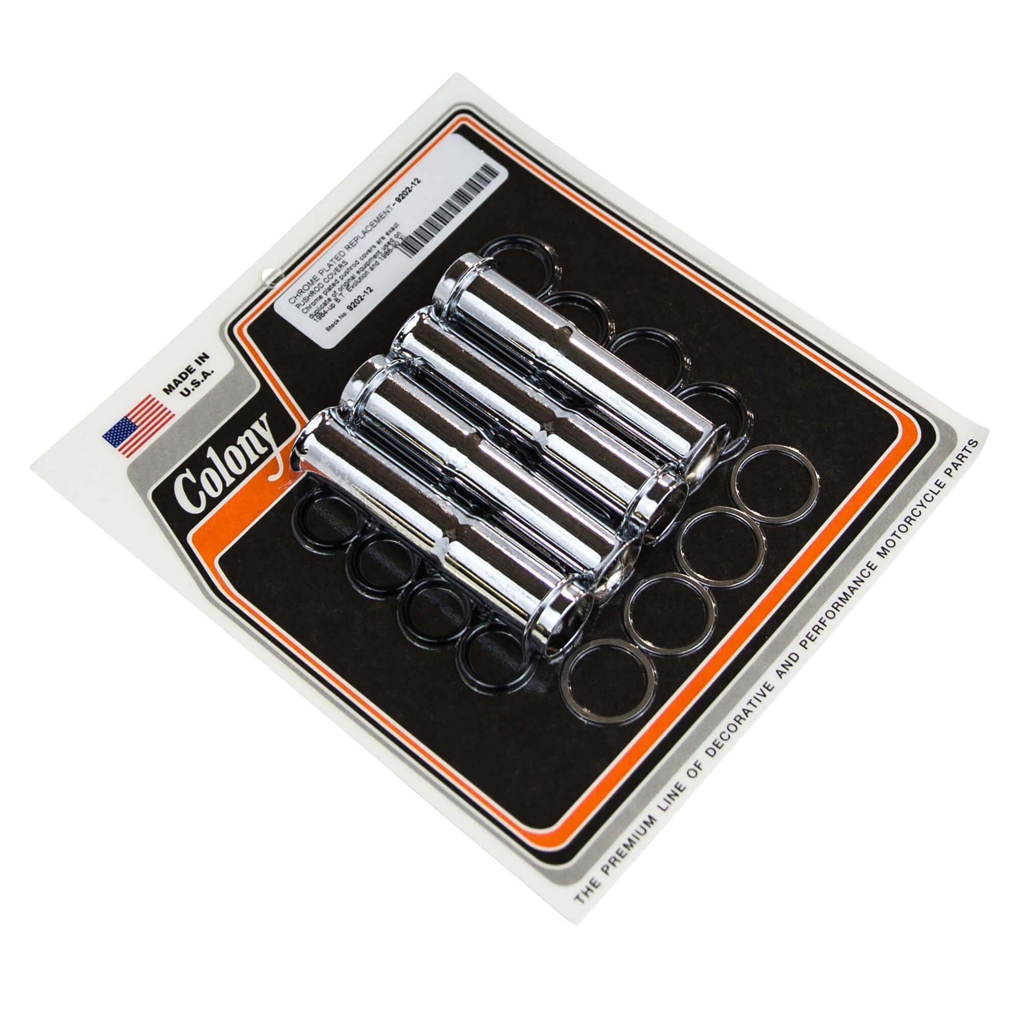 #9202-12 Pushrod Covers 1984-Up Harley-Davidson Big Twin Evo 1986-1990 XL - Chrome Plated