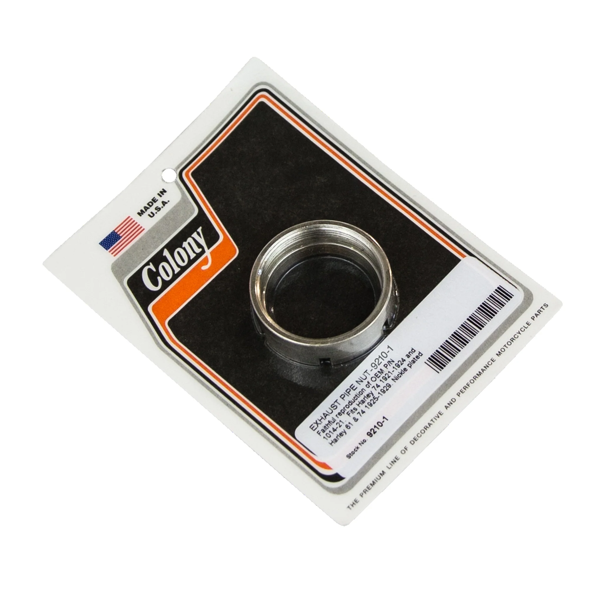 #9210-1 Exhaust Pipe Nut 1921-1924 Harley-Davidson 75 1925-1929 61 & 74 OEM# 1014-21 - Nickel Plated