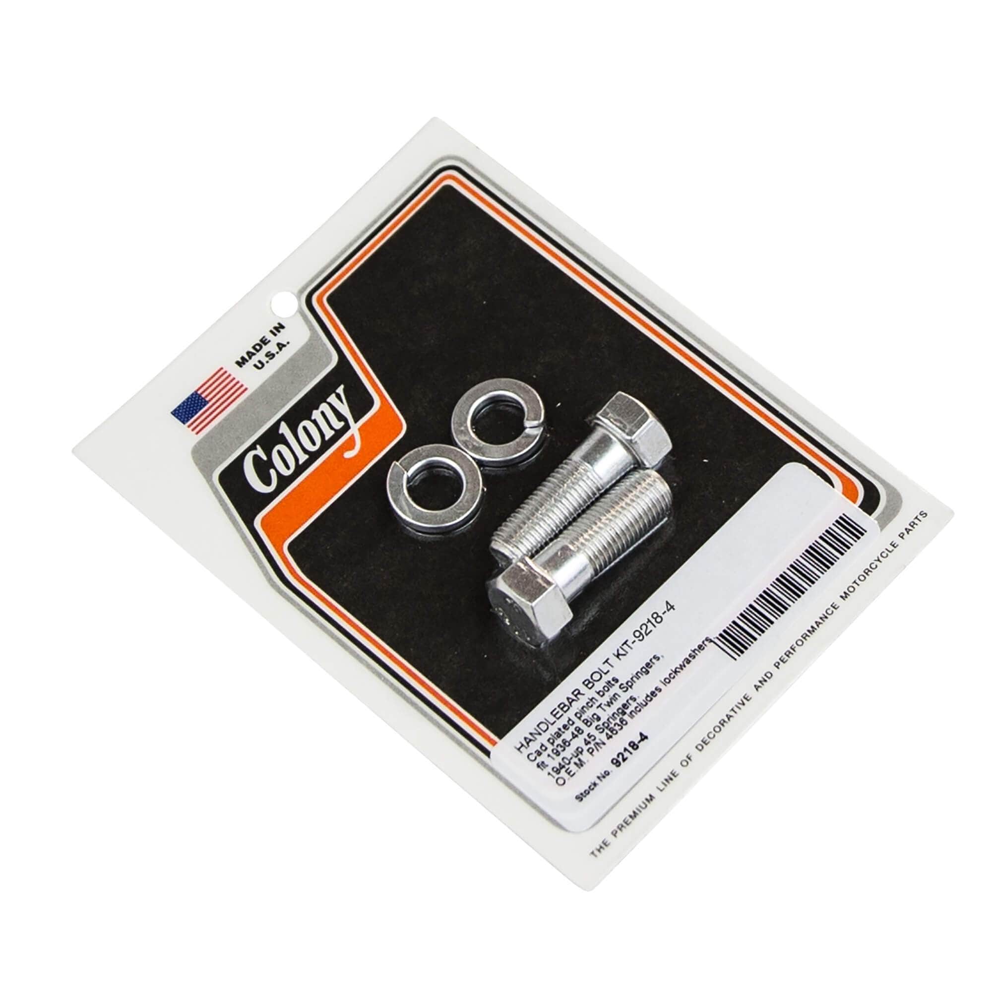 #9218-4 Handlebar Bolt Kit Harley-Davidson 1936-1948 Big Twin Springers 1940-Up 45 Springers - CAD Plated